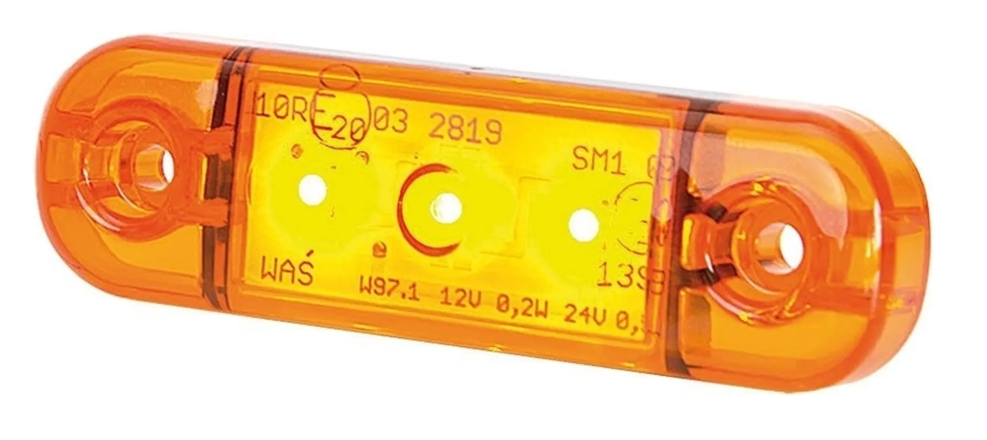 WAS - LED-Seitenmarkierleuchte 12/24V 83.8 x 24.2 x 10.4 mm, orange, IP68, mit Gummiunterlage WAS - LED-Seitenmarkierleuchte 12/24V 83.8 x 24.2 x 10.4 mm, orange, IP68, mit Gummiunterlage