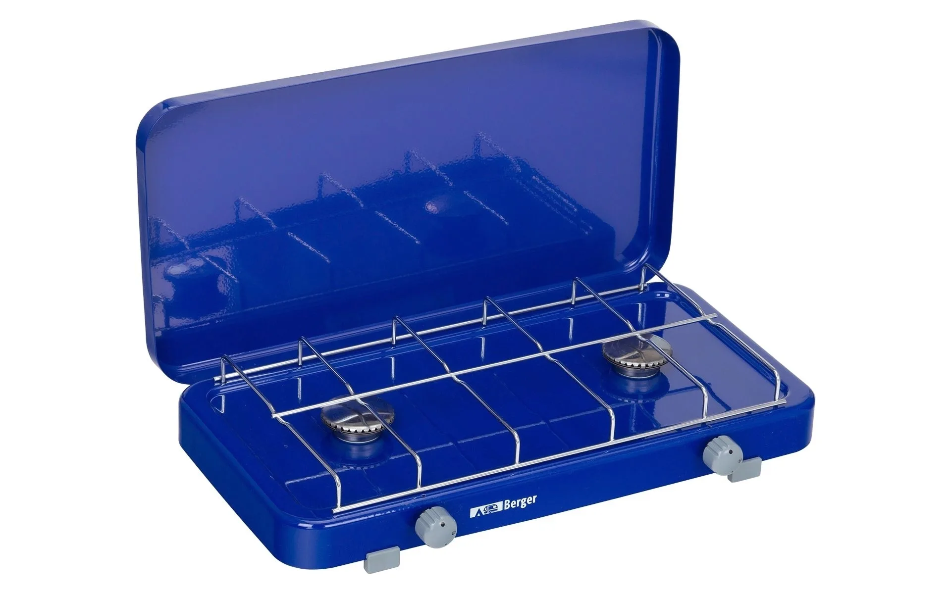 Berger 2-flammiger Gaskocher blau 3,2 kw, 50 mbar, ohne Zündsicherung