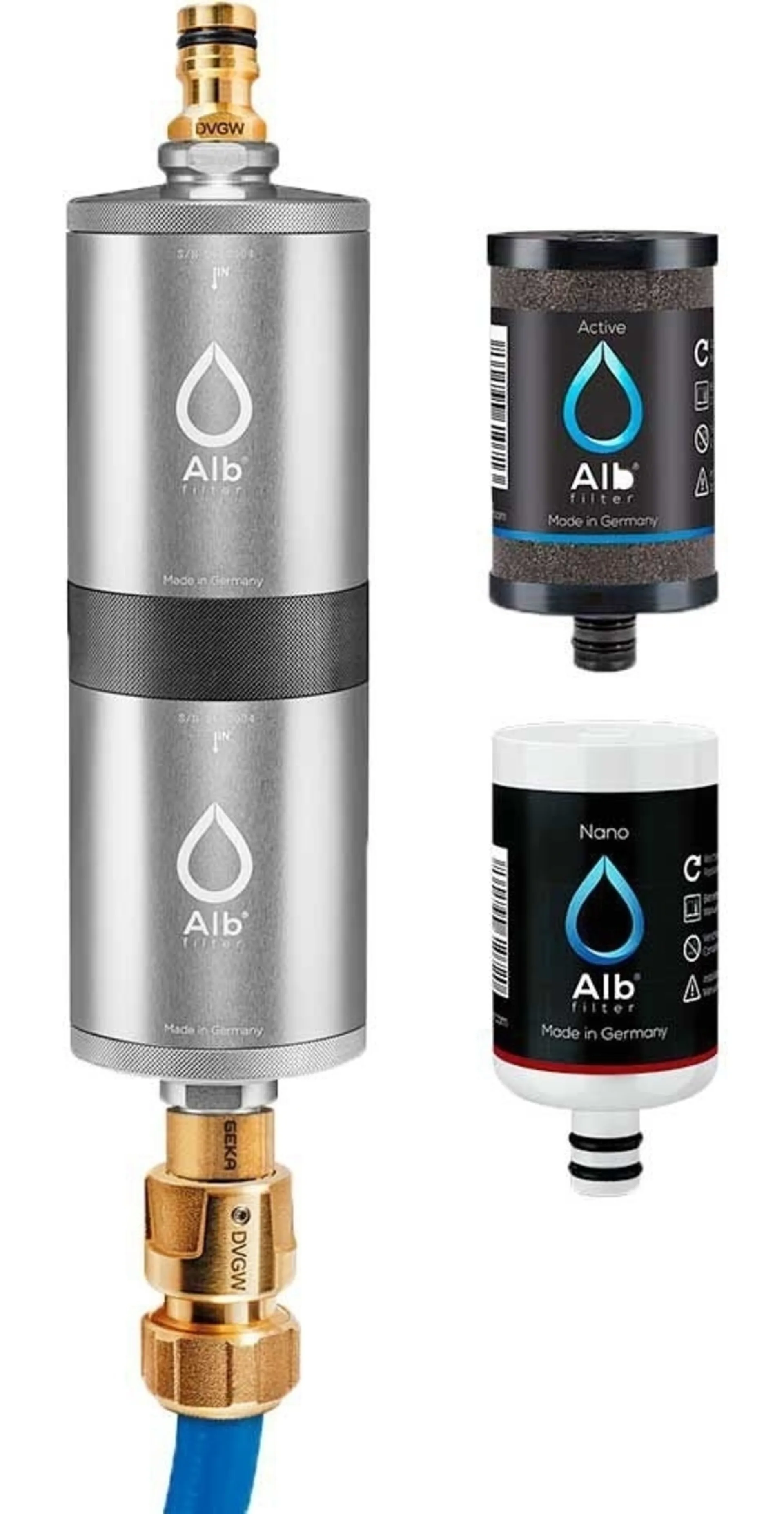 Alb Filter FUSION Active+Nano Trinkwasserfilter - Camping-Set: Mobil mit Koffer - Silber