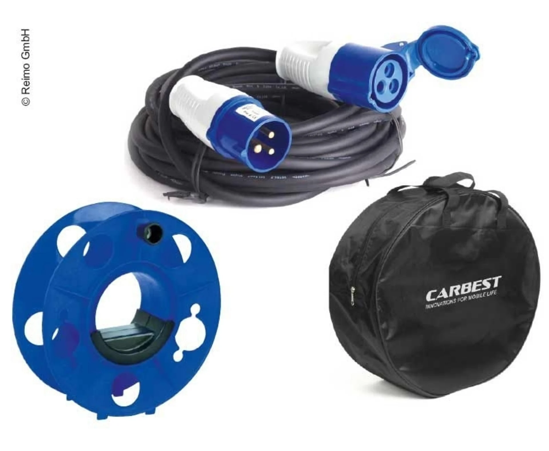 Kabel-Set mit 25m Kabel 3x2.5 mm2, Kabeltrommel und Kabeltasche