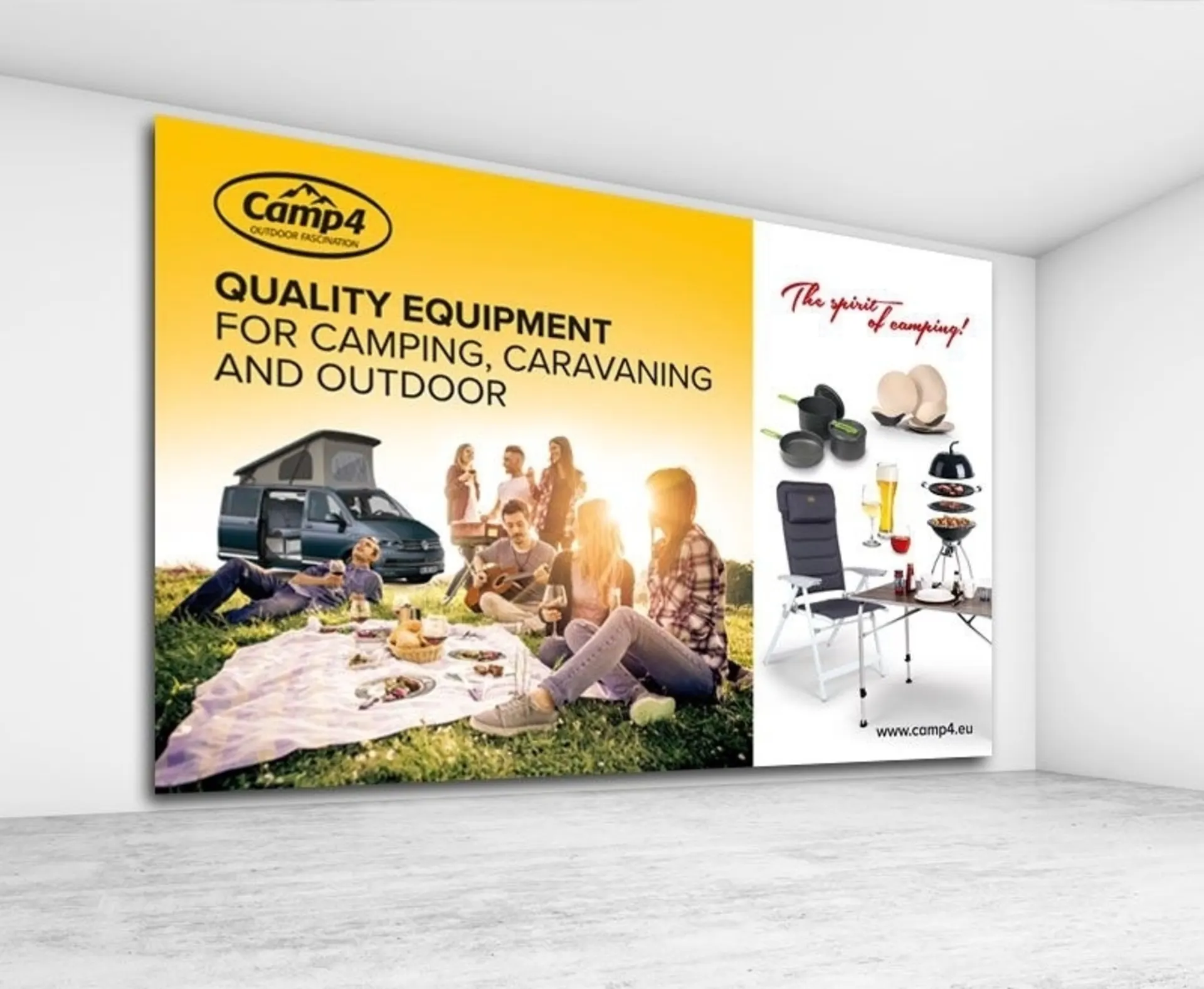 Camp4 Indoor-Banner aus Mesh-Gewebe, Grösse 4500x3000mm, alle 50cm geöst
