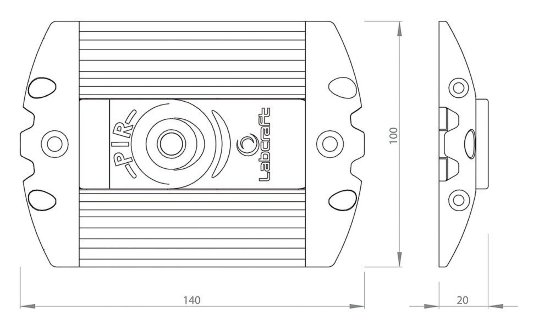 PIR Bewegungssensor 24V 140x100x20mm, IP67, 5 Minuten-Timer