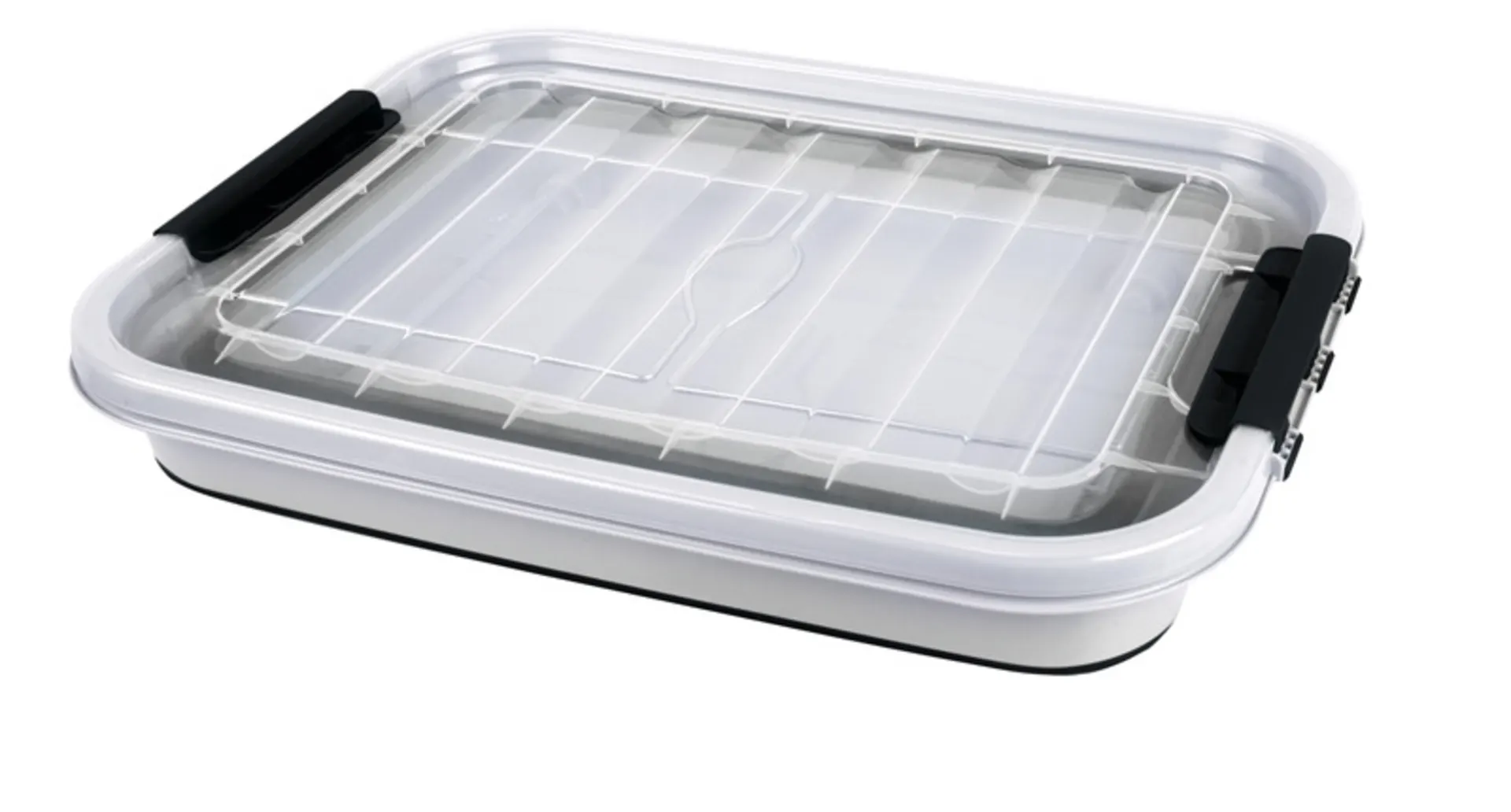 Boîte de rangement pliable avec couvercle et roulettes - 65 litres