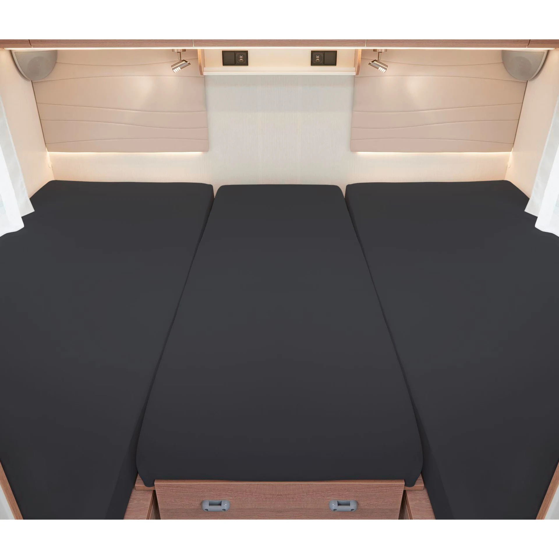 Spannbetttuch Set 3 teilig für Heckbetten anthrazit