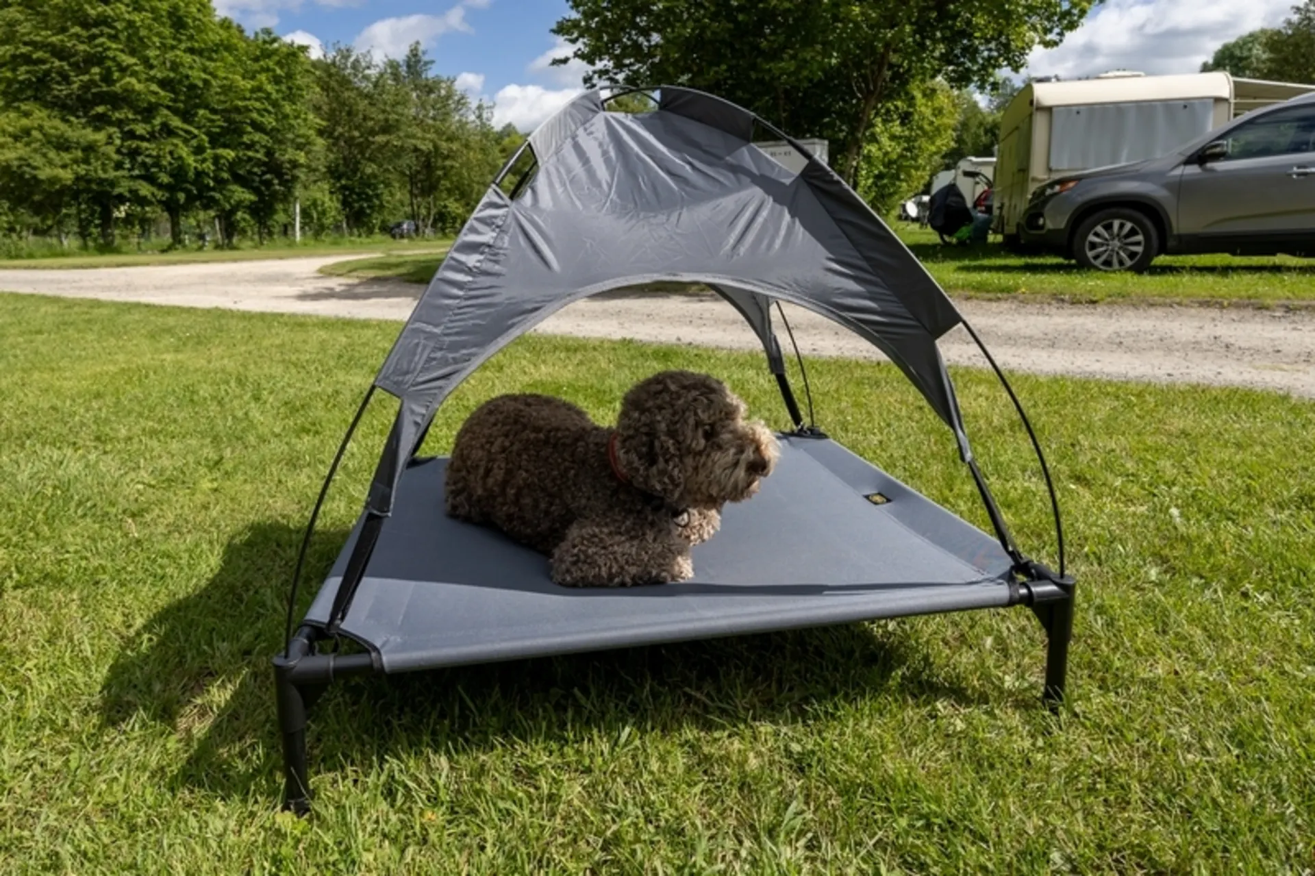 Chaise longue pour chien avec toit solaire