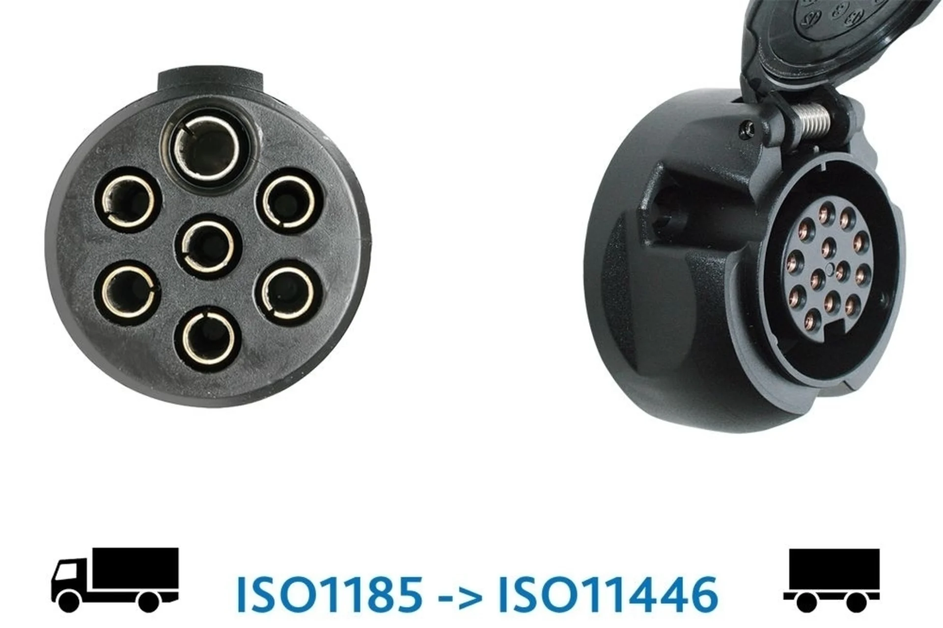 Adaptateur de convertisseur de tension 7->13 broches : de 7 broches Euro-N 24 V vers 13 broches 12 V Adaptateur de convertisseur de tension 7->13 broches : de 7 broches Euro-N 24 V vers 13 broches 12 V