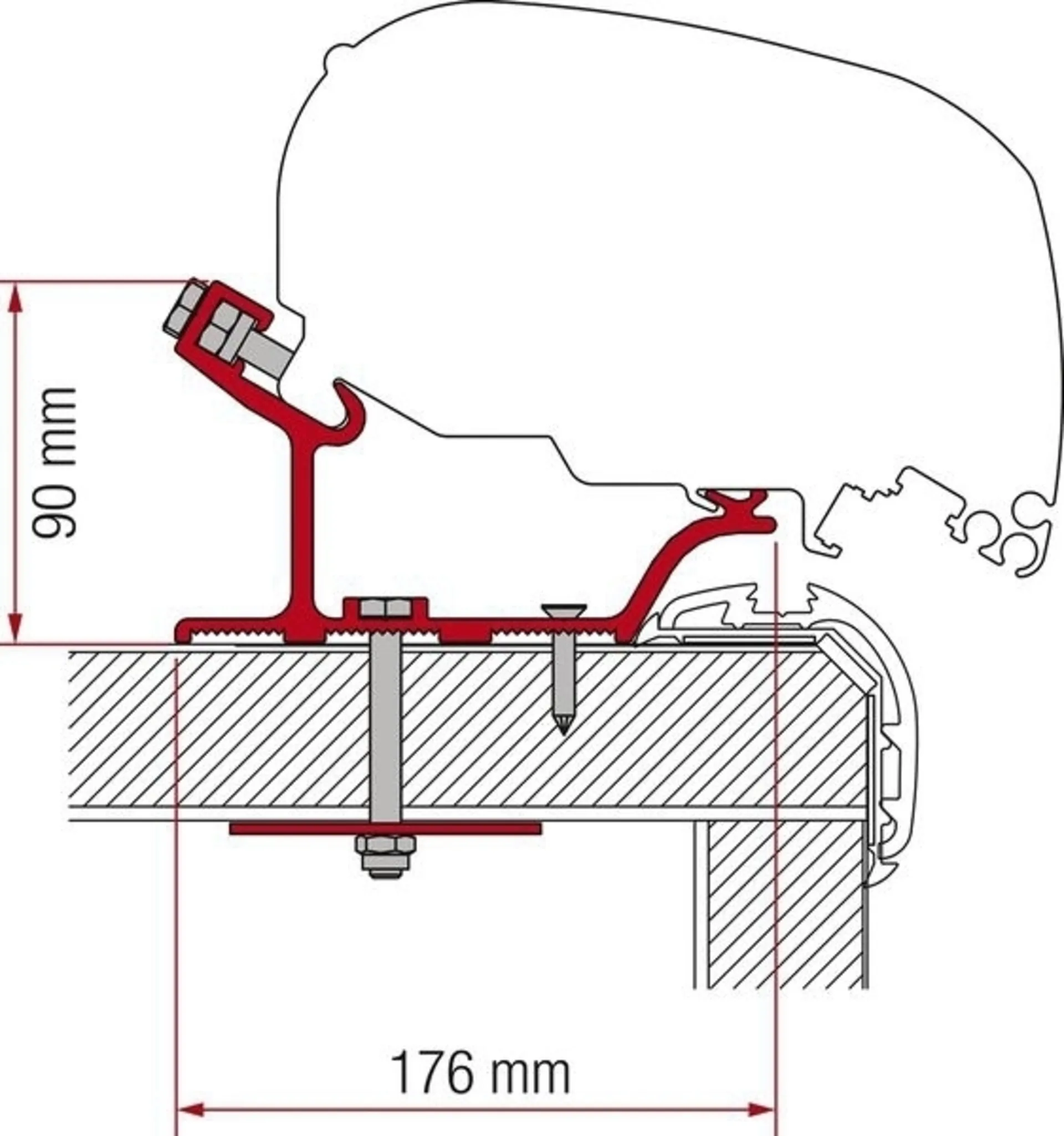 Markisen-Adapter für Kit Carthago Malibu 340 cm Reisemobile mit F65L und F80S Markise