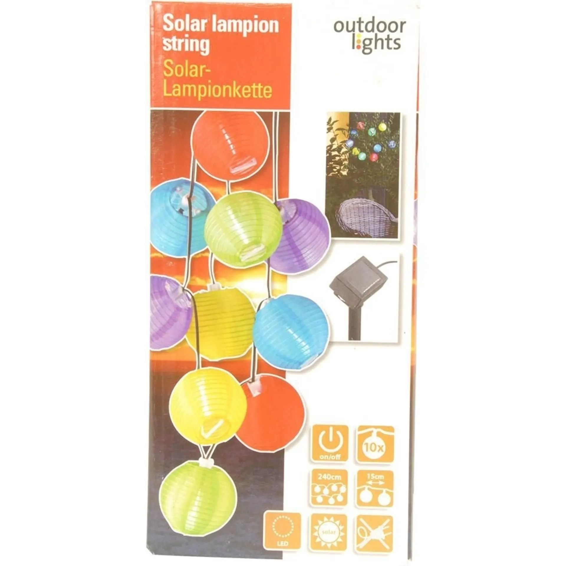 Solar Lampionkette LED bunt 240 cm