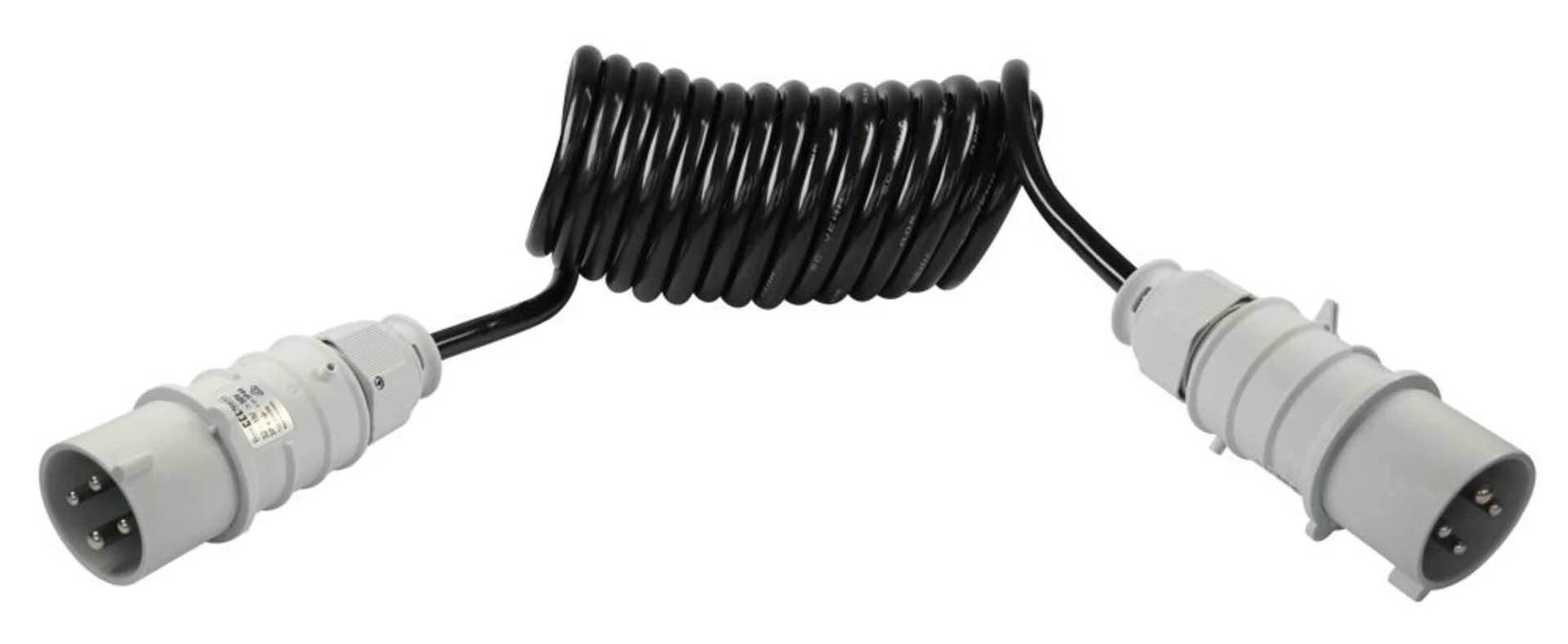 Ladestrom-Spiralkabel mit Cekon-Stecker 4-pol. TPE, Arbeitslänge 3.0 m