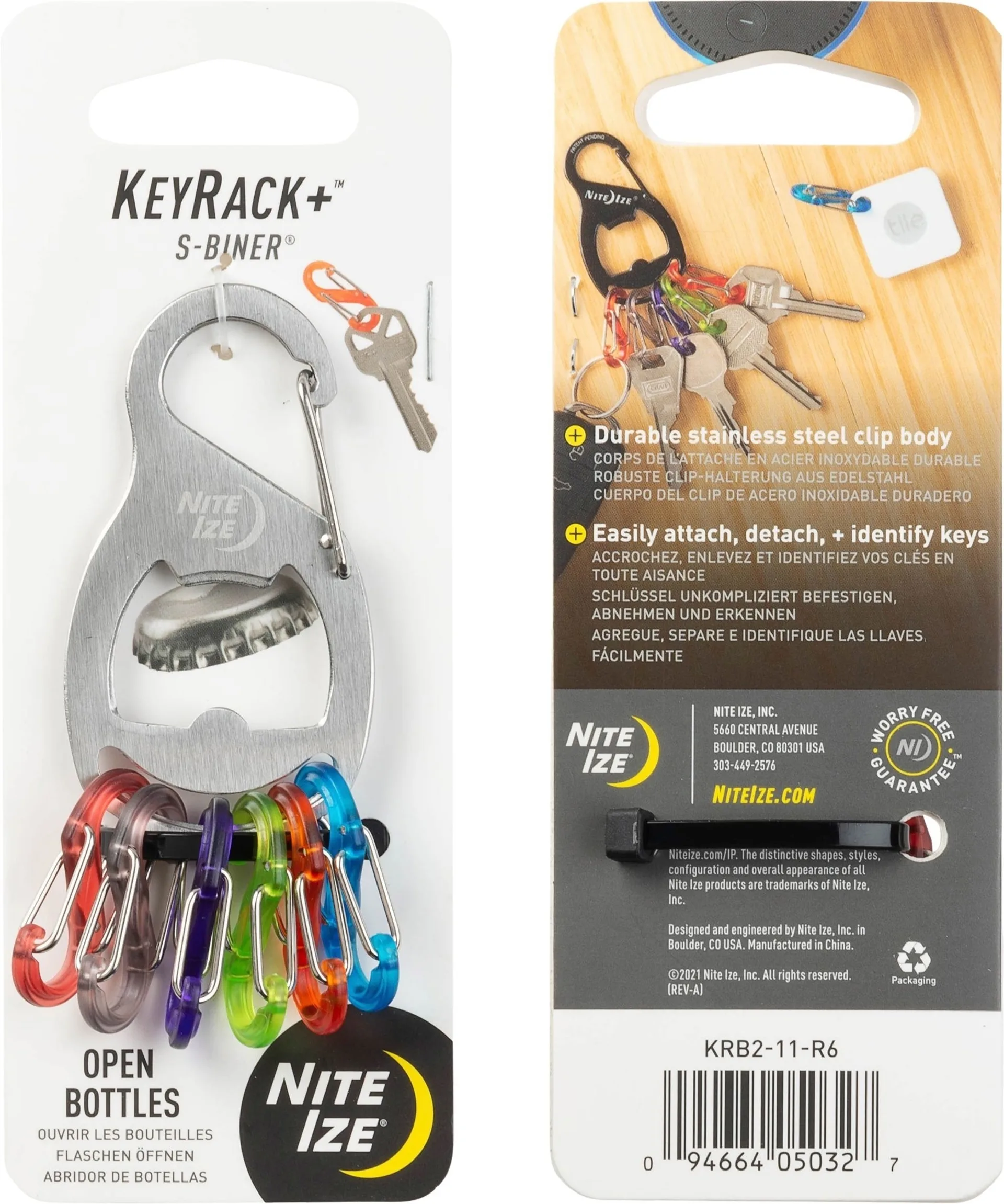 Nite Ize KeyRack + S-Biner en acier inoxydable