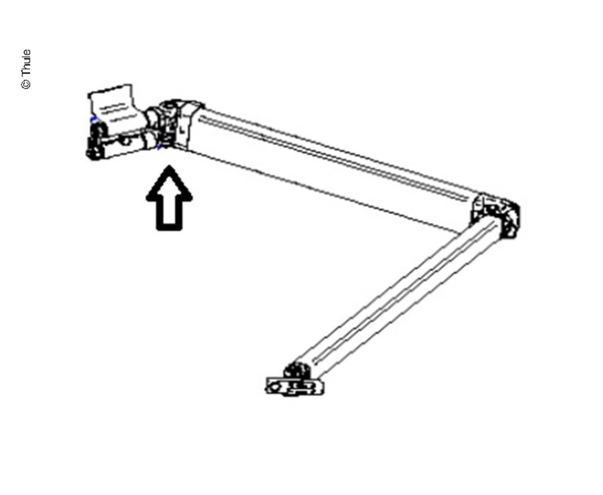 Thule bras articulé gauche pour store 4200 / Tristor 2 / Omnistor 4900 2,6 mètres - Couleur anodisée Numéro de pièce de rechange Thule 1500602667
