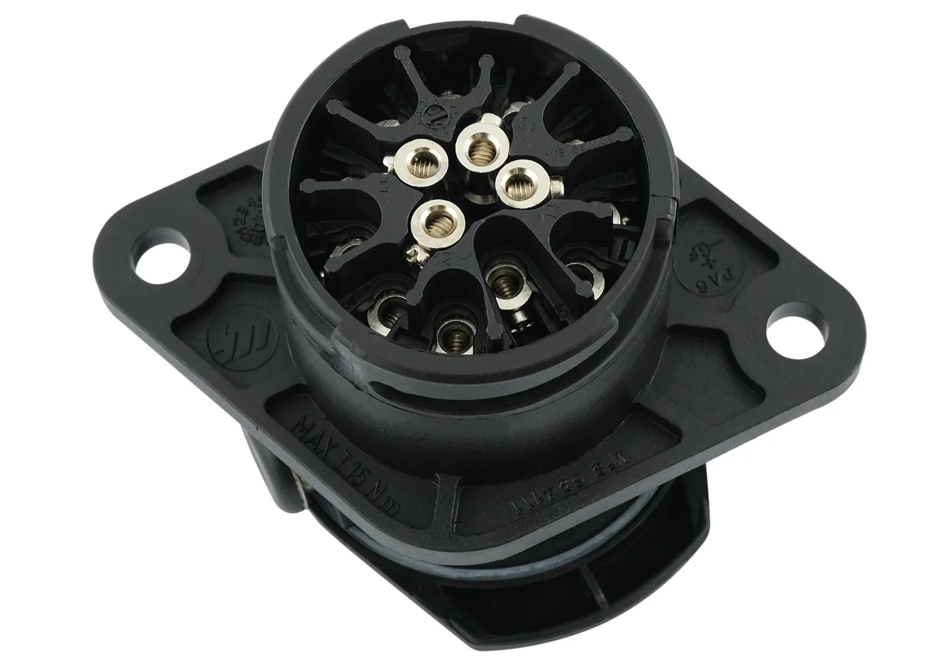15-pol. LKW-Dose 24V, ADR/GGVS Schraubkontakte, Kabel-ø: 13.0-15.5mm, Bajonettverschluss beim Kabeleingang