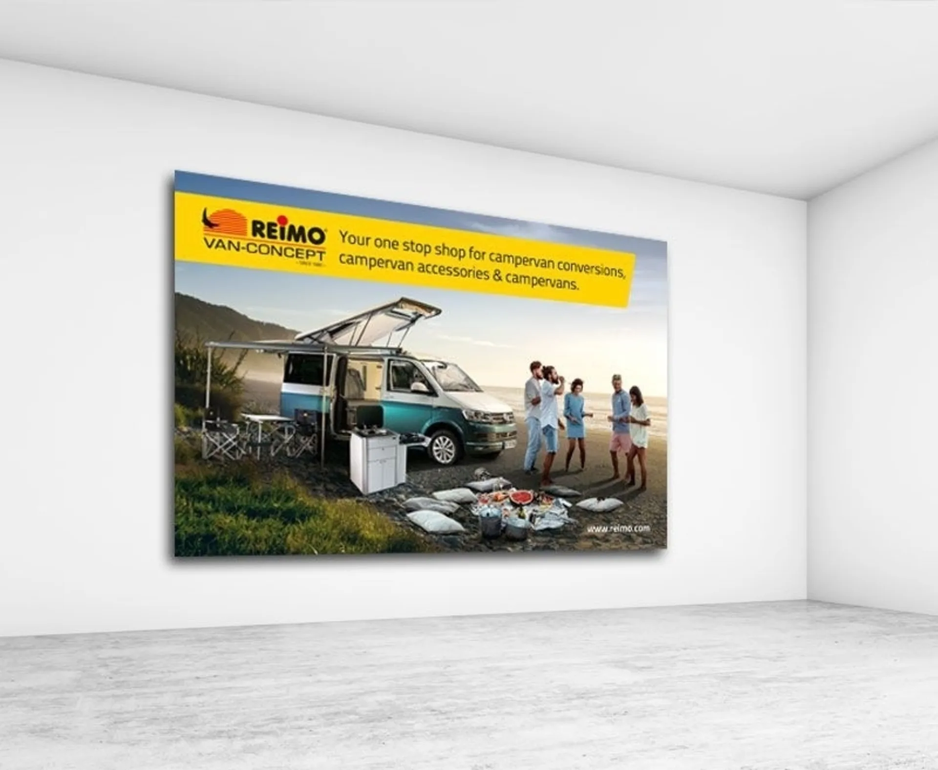VanConcept Indoor-Banner aus Mesh-Gewebe, Grösse 3000x2000mm mit Ösen alle 50cm