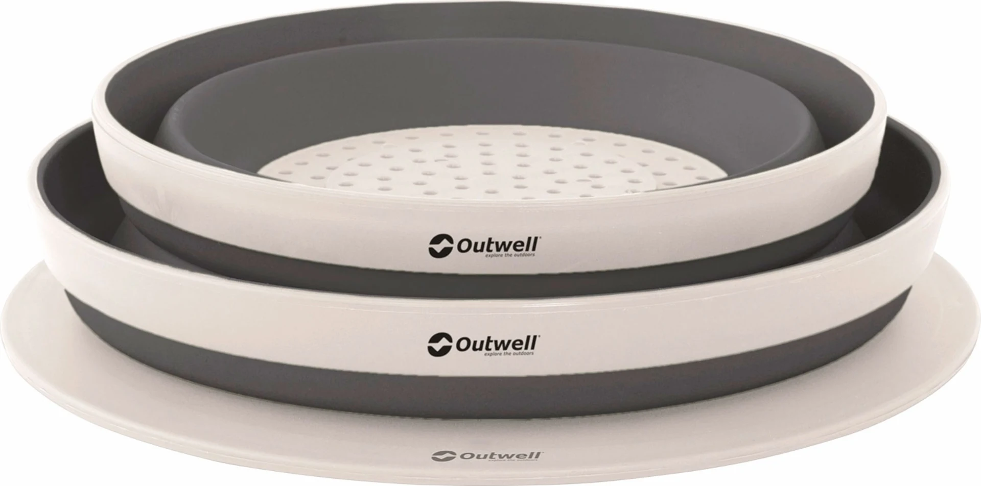 Outwell Collaps Bowl Colander Set Schüssel mit Sieb und Deckel Set 3 teilig 3,5 Liter