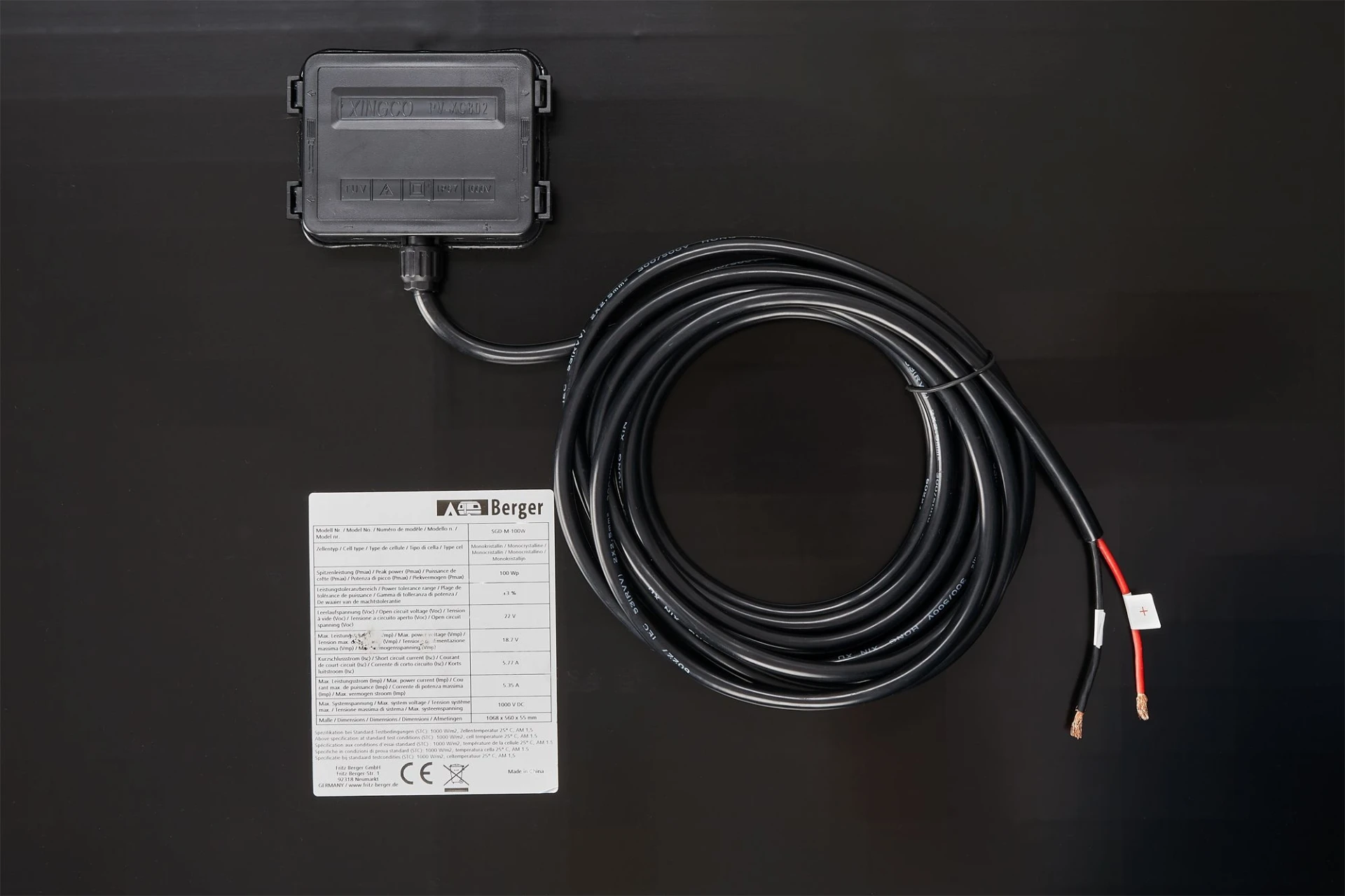 Berger Deluxe Solarpanel für Kastenwägen 18,7 V / 100 W