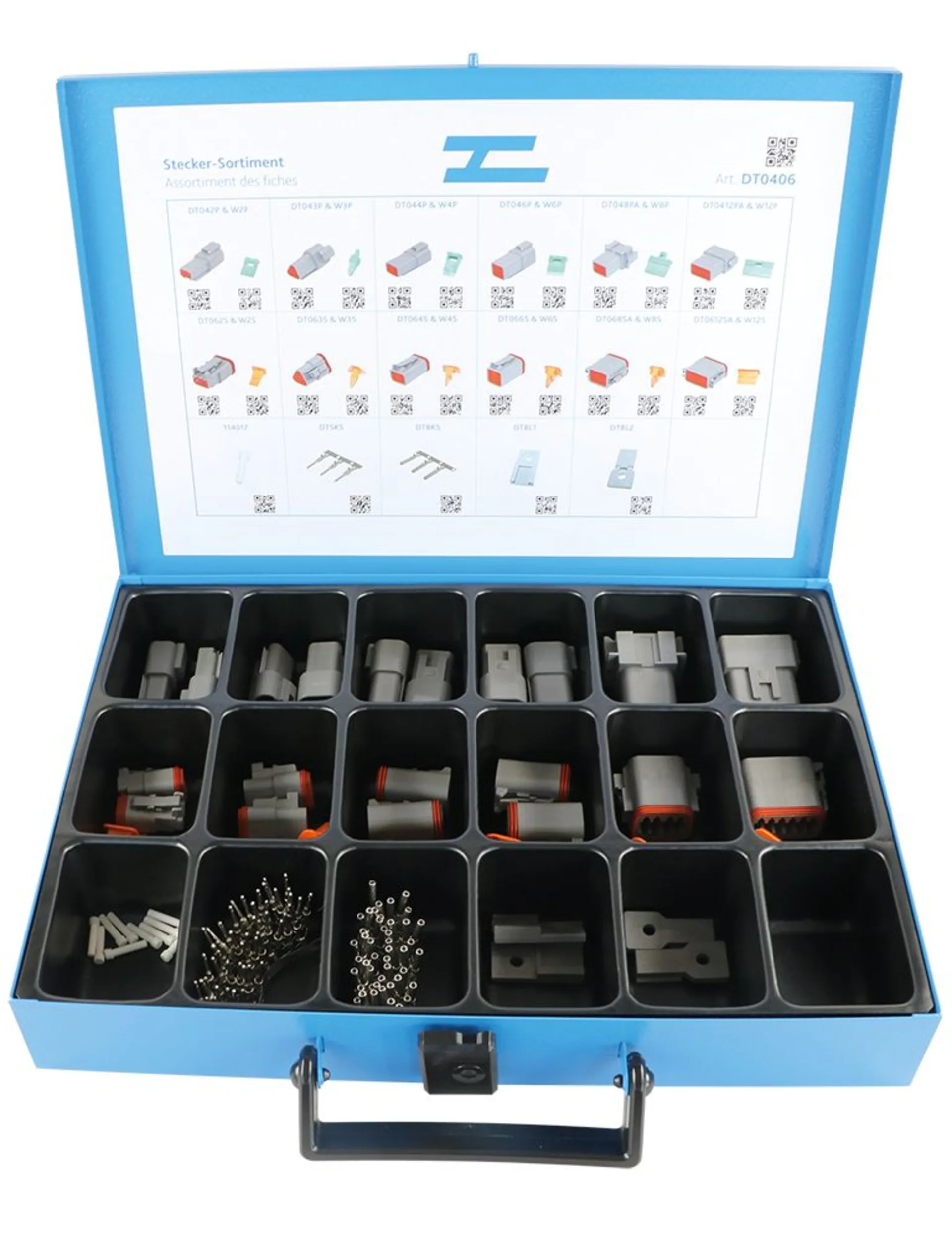 "Deutsch"-Sortiment mit DT-Steckern 20 DT-Steckgehäuse & 100 Kabelschuhe "Deutsch"-Sortiment mit DT-Steckern 20 DT-Steckgehäuse & 100 Kabelschuhe