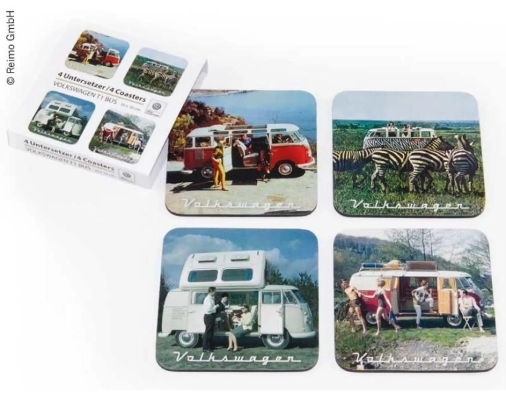 Dessous de verre VW Collection avec motif nostalgique, set de 4 pièces Dessous de verre VW Collection avec motif nostalgique, set de 4 pièces
