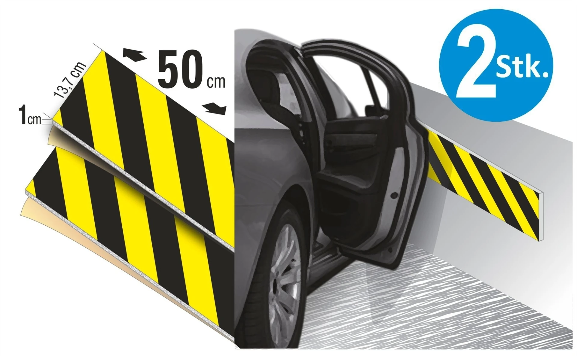 Schütz Kit de protection de porte pour véhicules 2 pièces jaune noir 500 x 137 x 10 mm