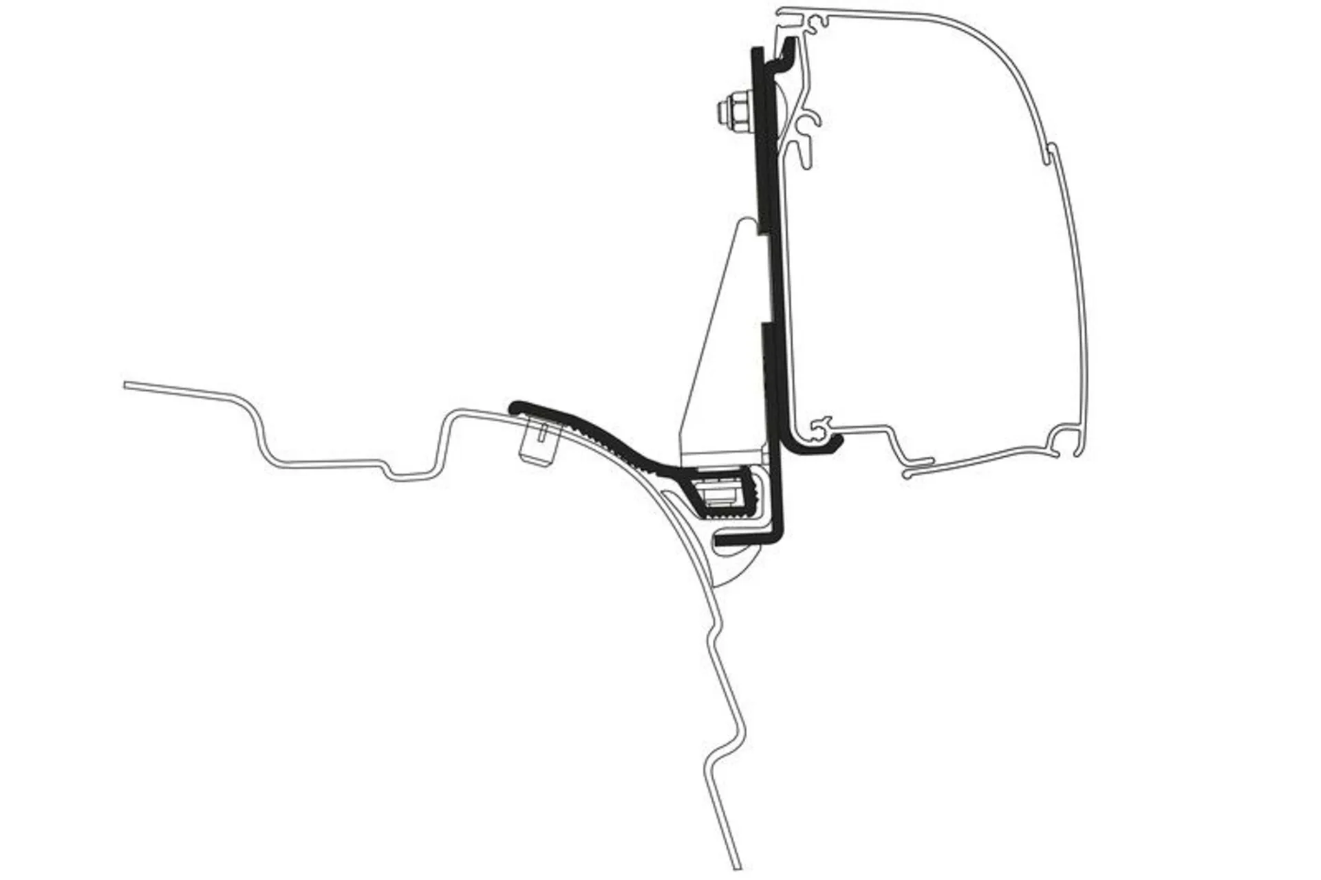 Adaptateur pour store Omnistor 4200, empattement court VW T5/T6 RHD et adaptateur pour store Thule 4200 - Adaptateur combiné pour VW T5/T6 à empattement court