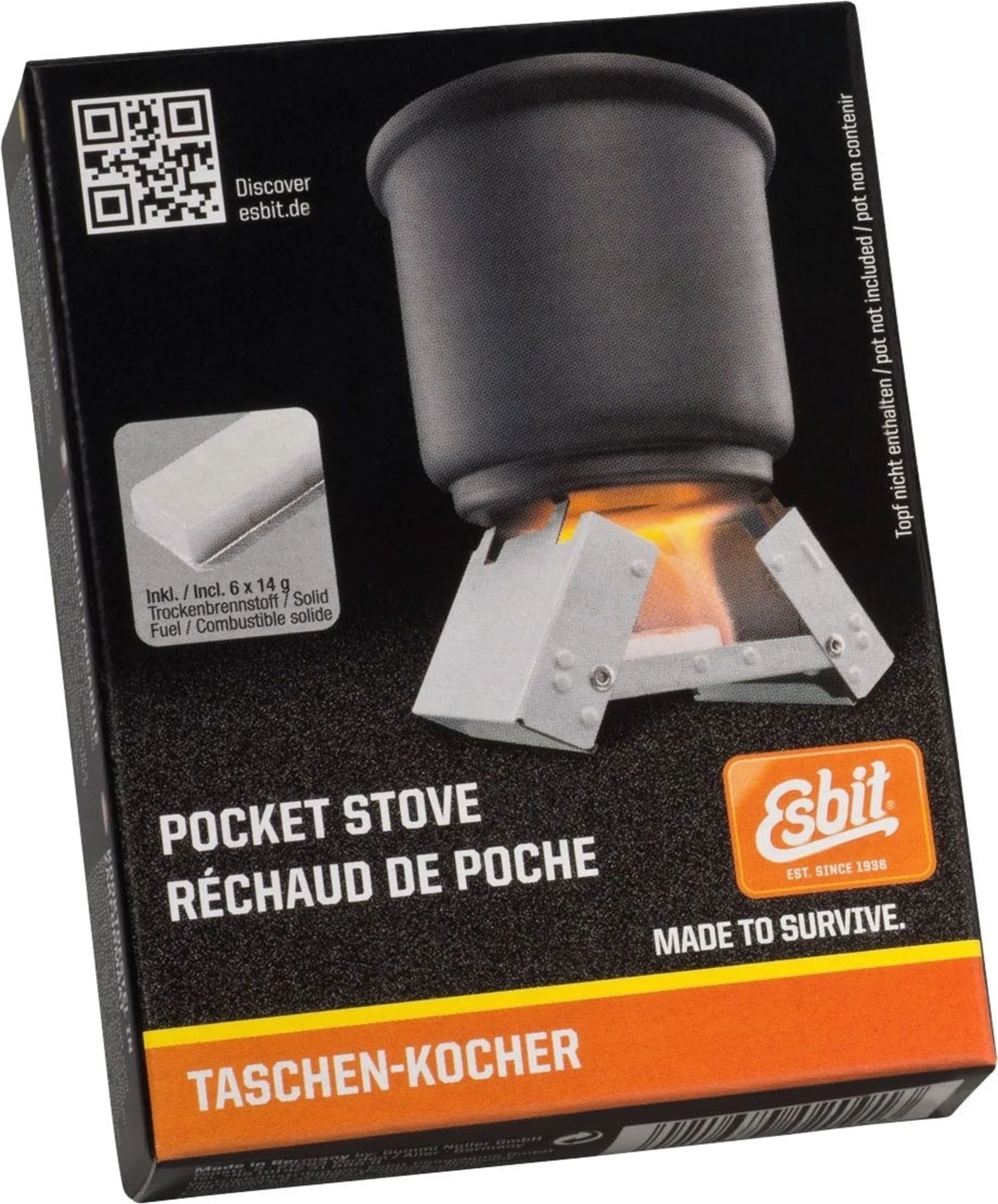 Réchaud de poche Esbit avec 12x14g de pastilles de combustible incluses