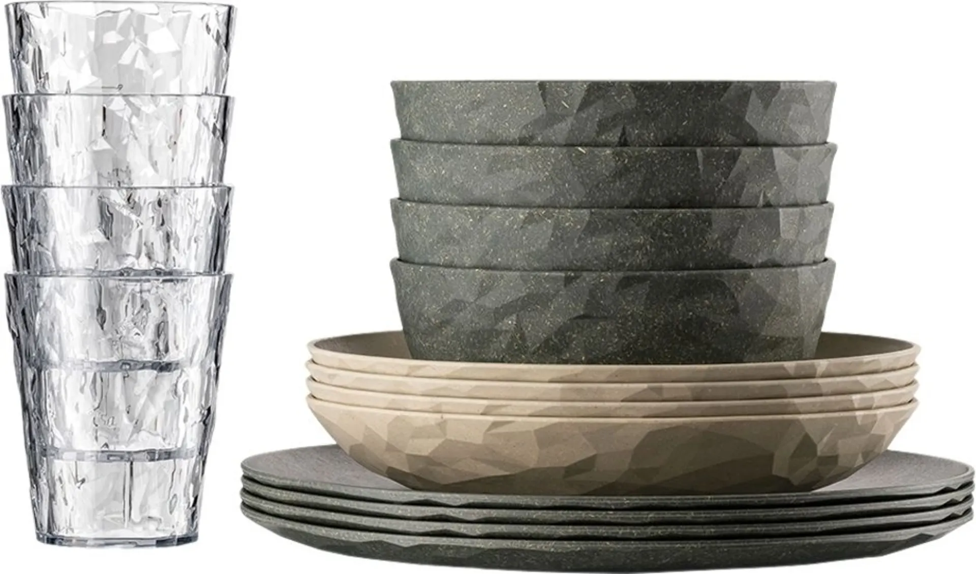 Koziol Göteborg Geschirr-Set 16-tlg. nature ash grey/dessert sand