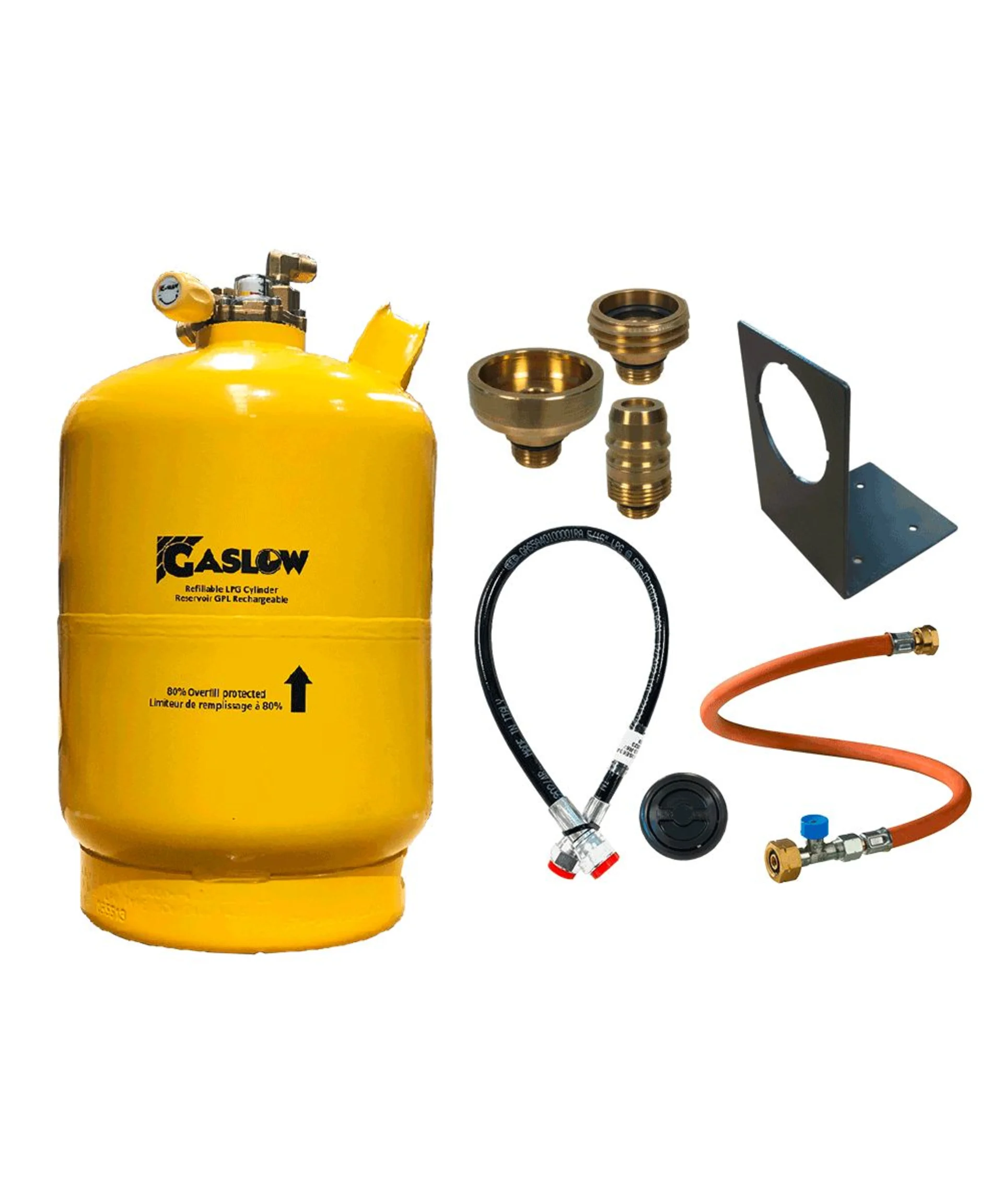 Kit de cylindres GPL Gaslow avec goulot de remplissage et support de goulot 6 kg