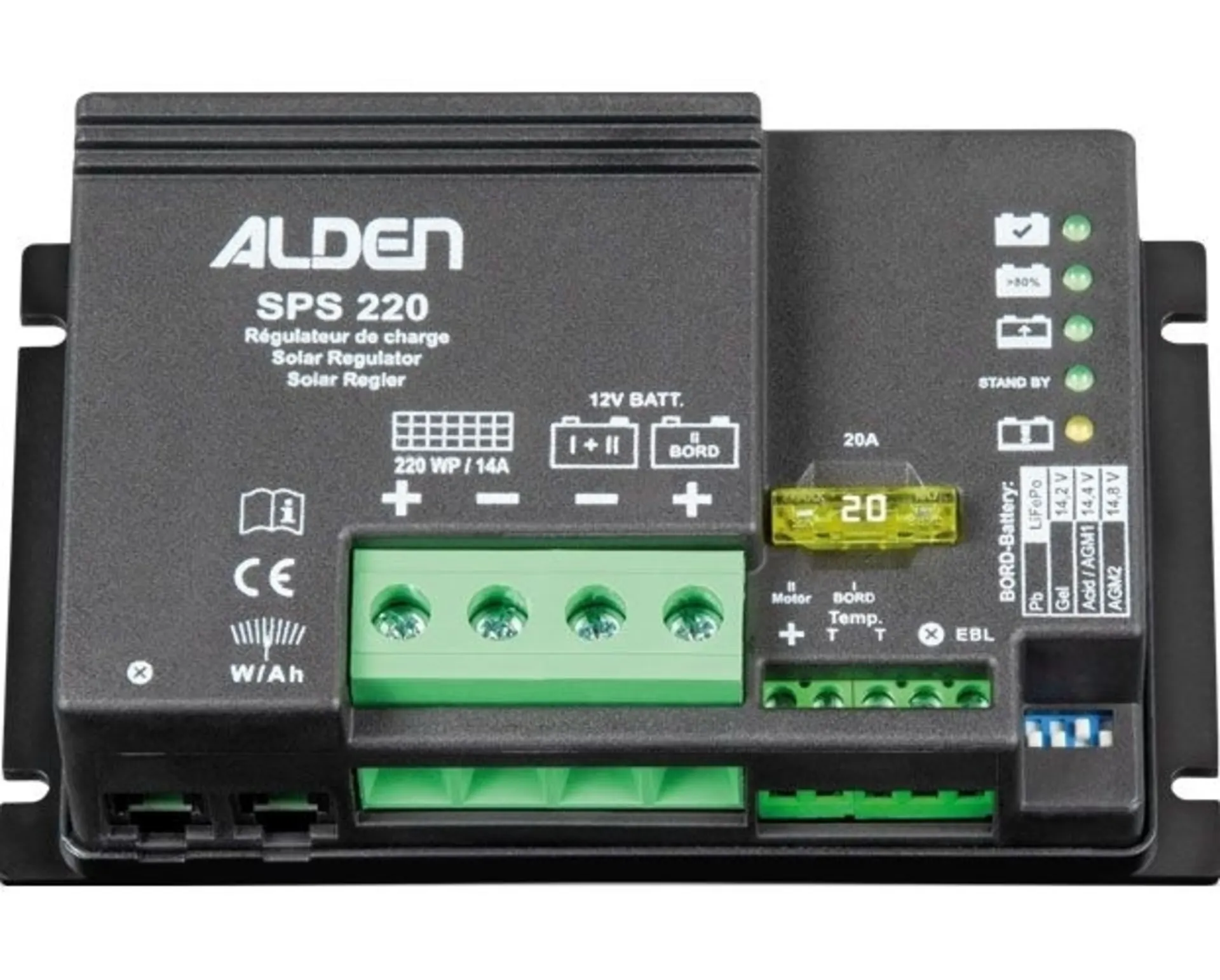 Alden High Power Easy Mount Solarset 110 Watt incl. SPS Solar Regulator 220 W (avec kit EBL)