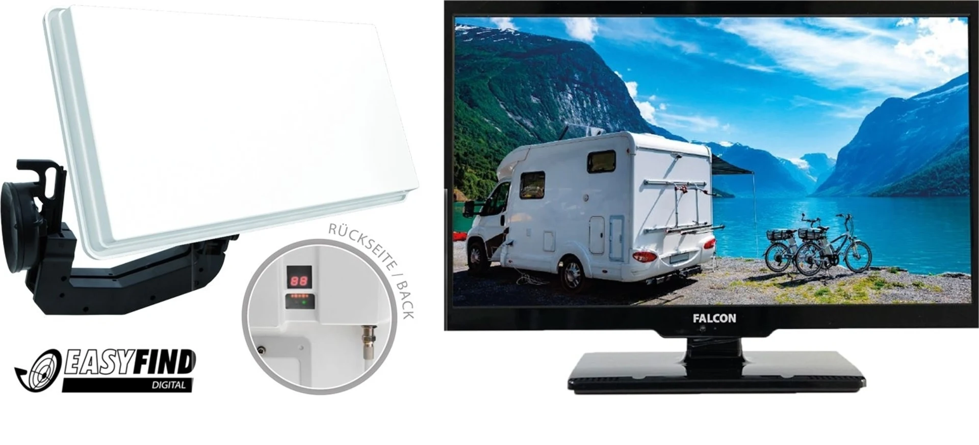 Easyfind Falcon Traveller Kit II TV Camping Komplettset Set 19 Zoll