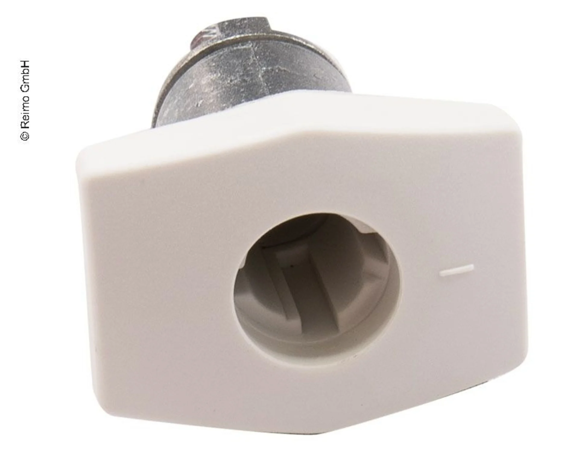 Quadratisches Kofferklappenschloss ohne Zylinder und Schlüssel für Wandstärken bis 35 mm in Weiss