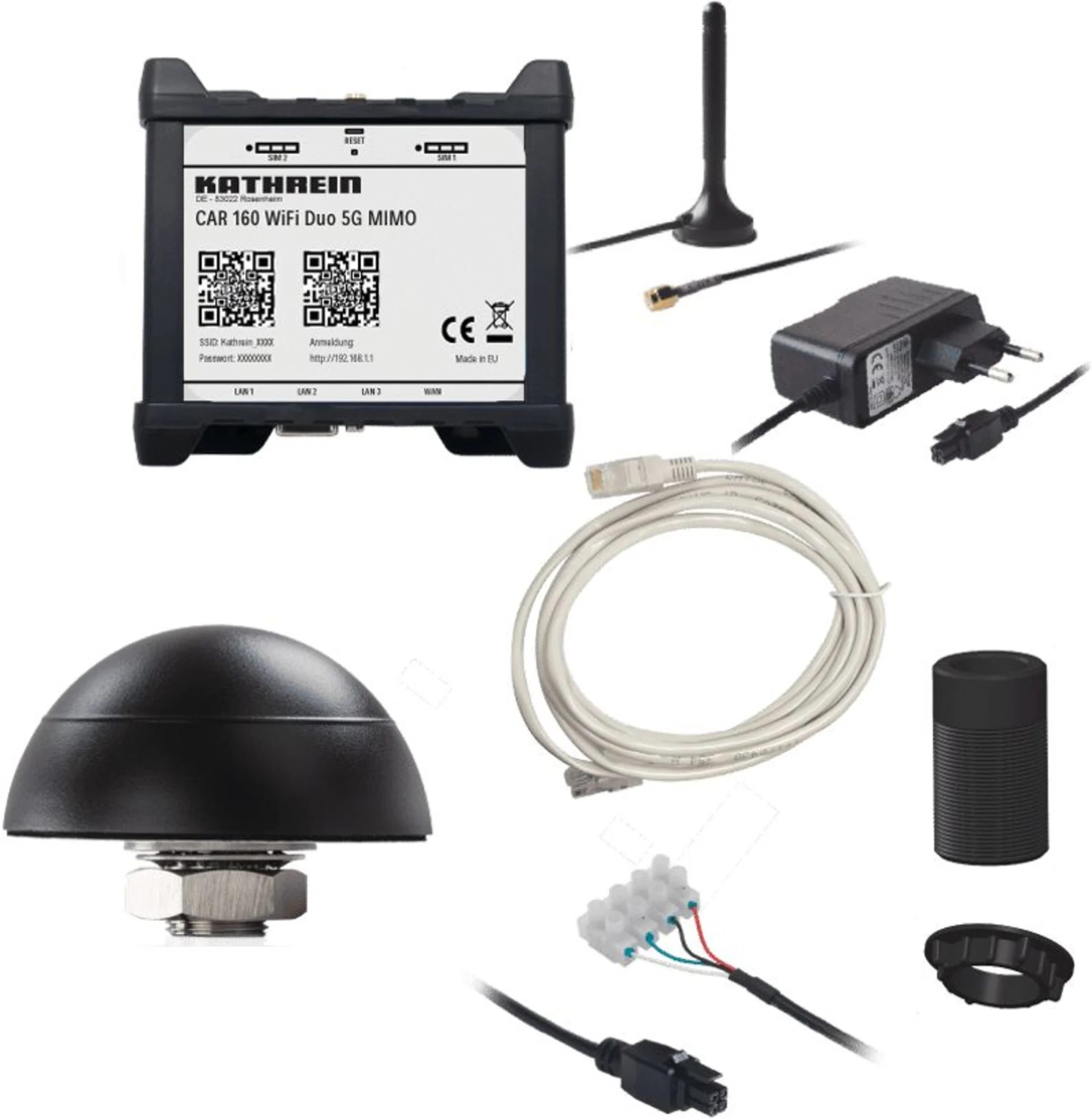 Kathrein CAR 160 WiFi Duo 5G MIMO Dual SIM WLAN Router Set weiß