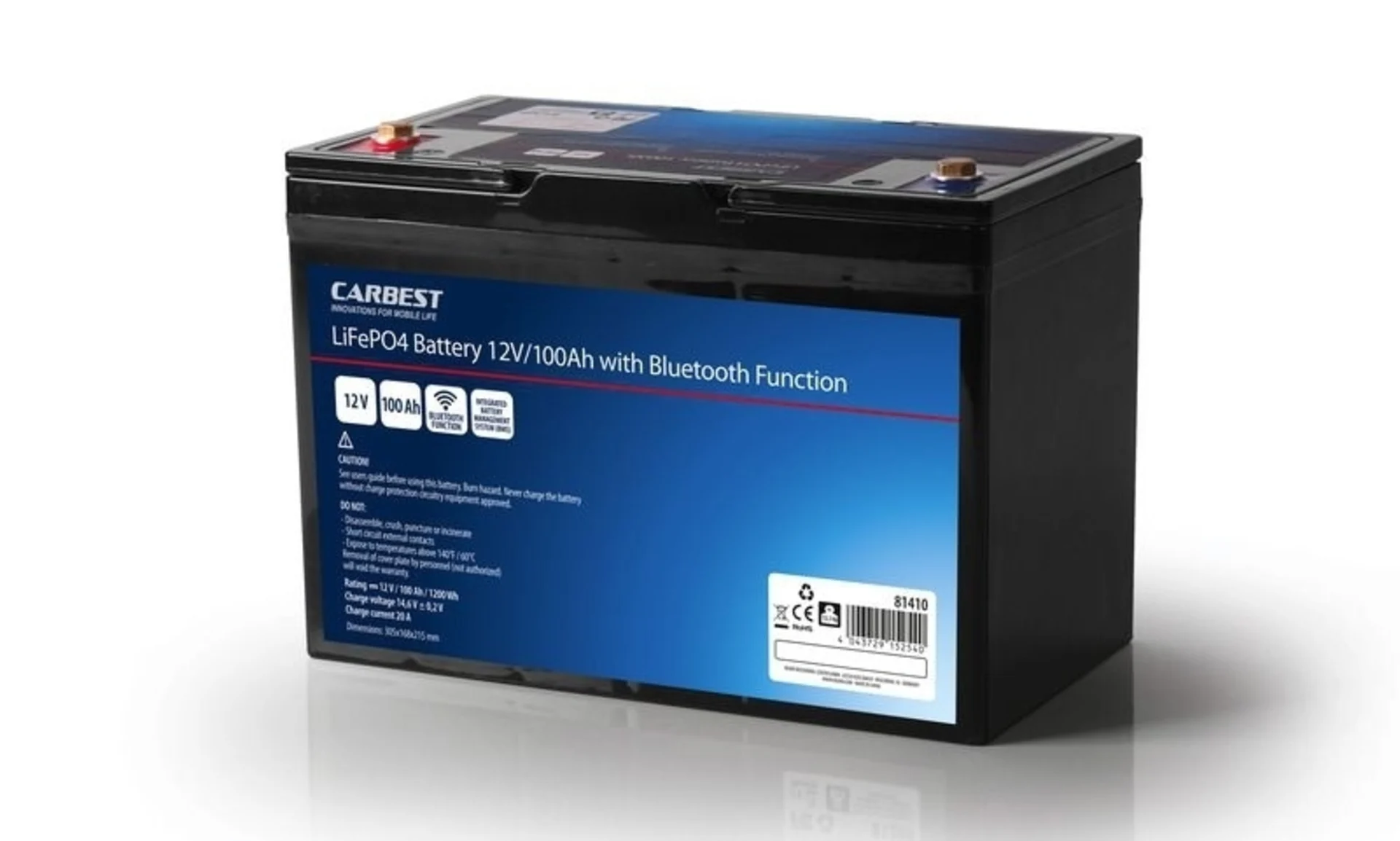 Carbest Lithium-Eisen-Phosphat Batterie mit Bluetooth-Technologie 12V/100Ah Carbest Lithium-Eisen-Phosphat Batterie mit Bluetooth-Technologie 12V/100Ah