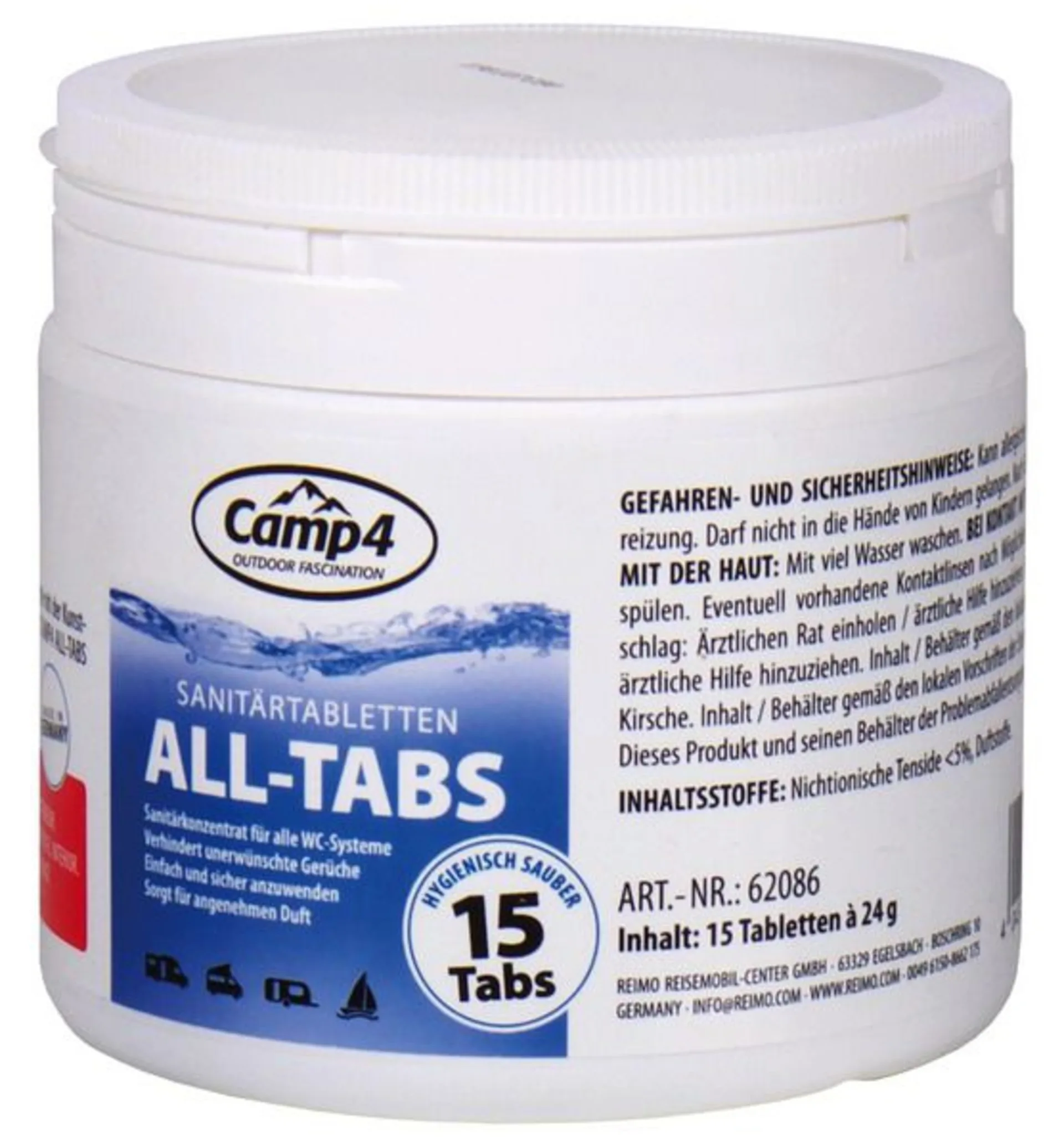 CAMP4 ALL TABS Sanitärtabs - Sanitärkonzentrat, 15 Tabletten