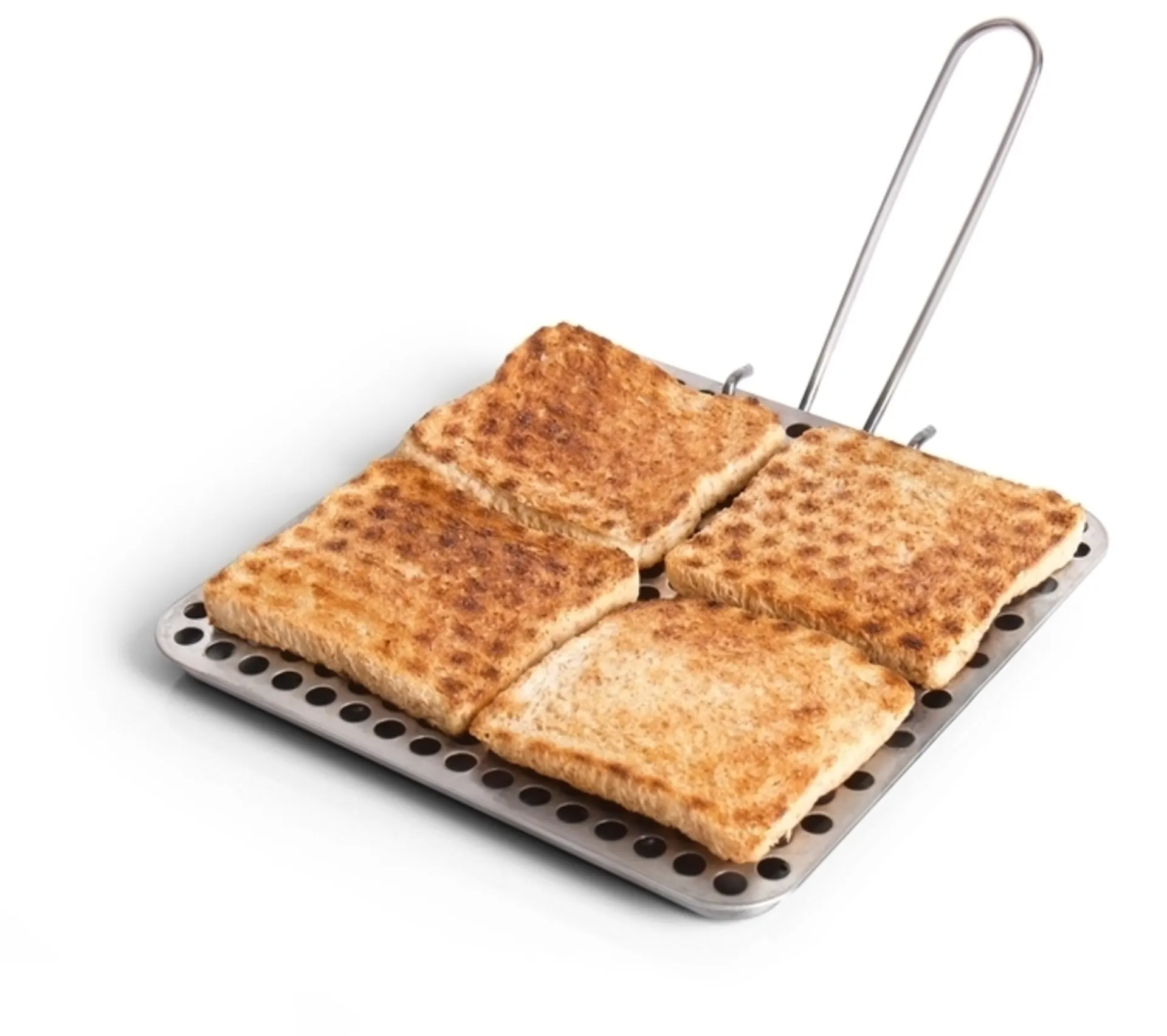 Grille-pain de camping en acier inoxydable avec poignée pliante et accessoire pour toasts Grille-pain de camping en acier inoxydable avec poignée pliante et accessoire pour toasts