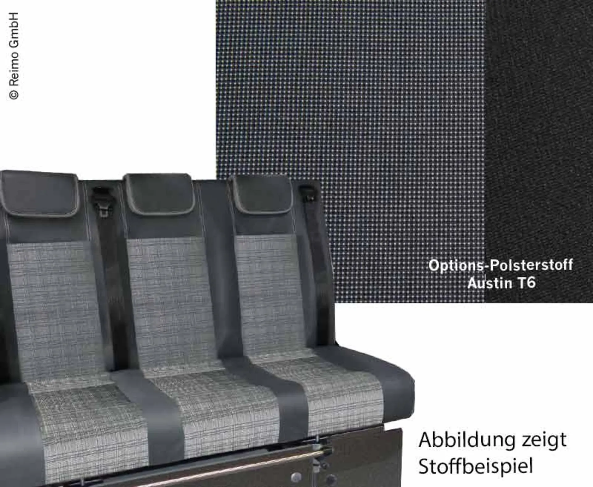 Banquette-lit VWT6 V3100 taille 14, fixe, 3 places, revêtement Austin T6 bicolore, isolante thermique.