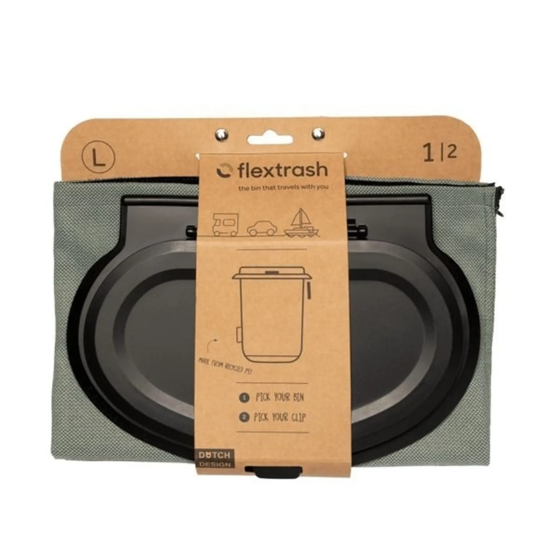 Flextrash Mülleimer aus recycelten PET-Flaschen, 3 Liter, ocean green