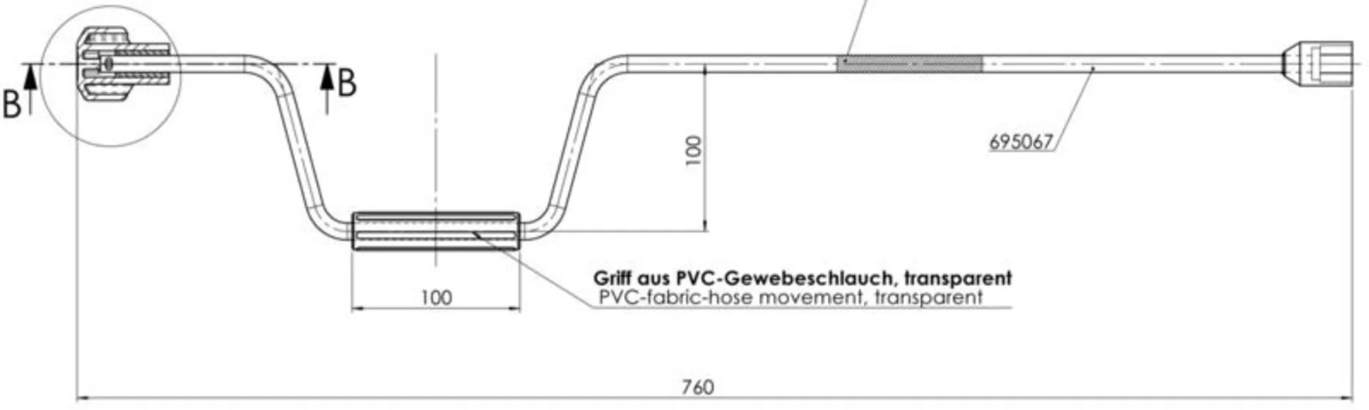 Handkurbel mit 19mm SW und einer Länge von 780mm