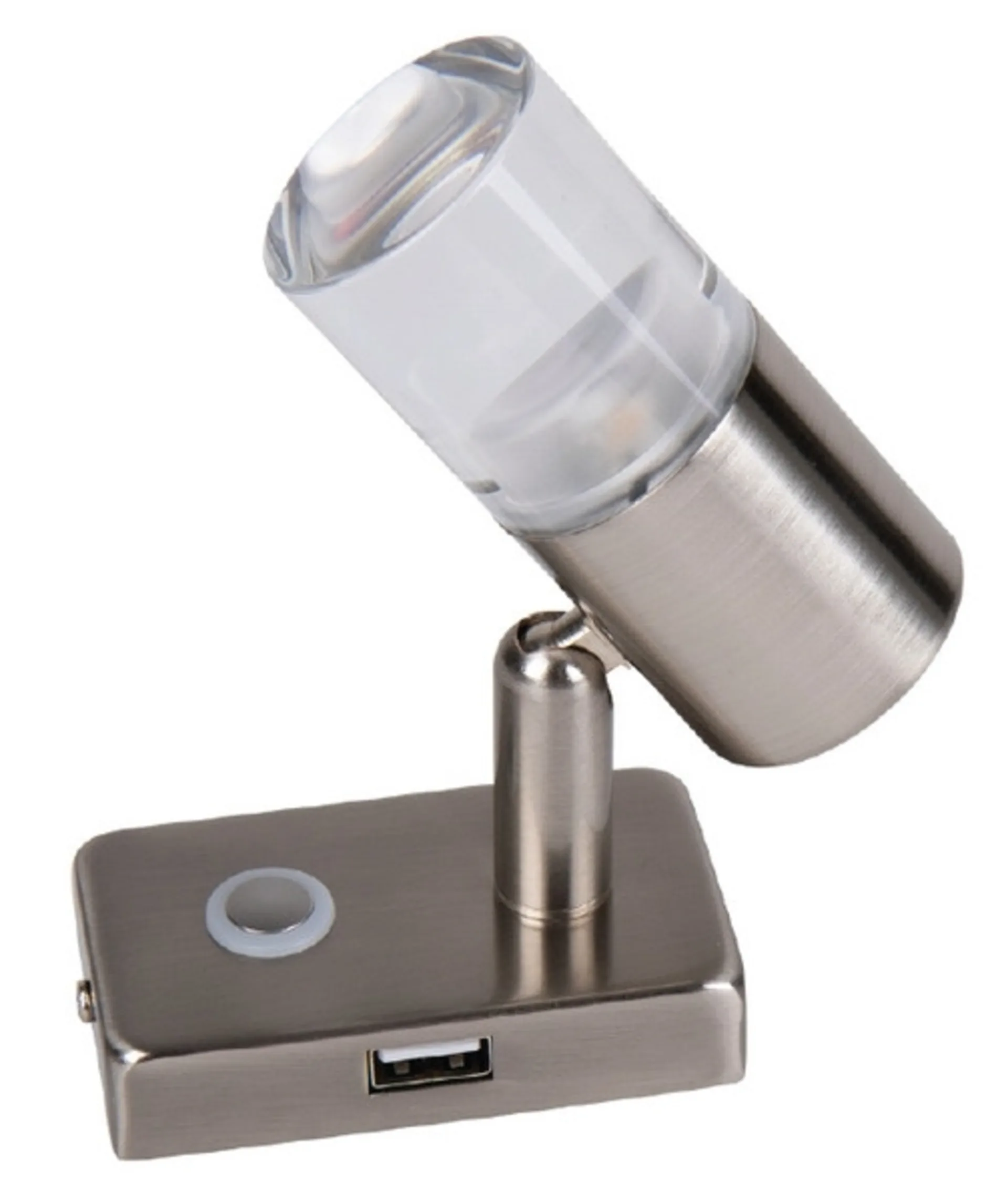 12-V-LED-Spot mit Touch-Schalter und USB-Port im Sockel 12-V-LED-Spot mit Touch-Schalter und USB-Port im Sockel