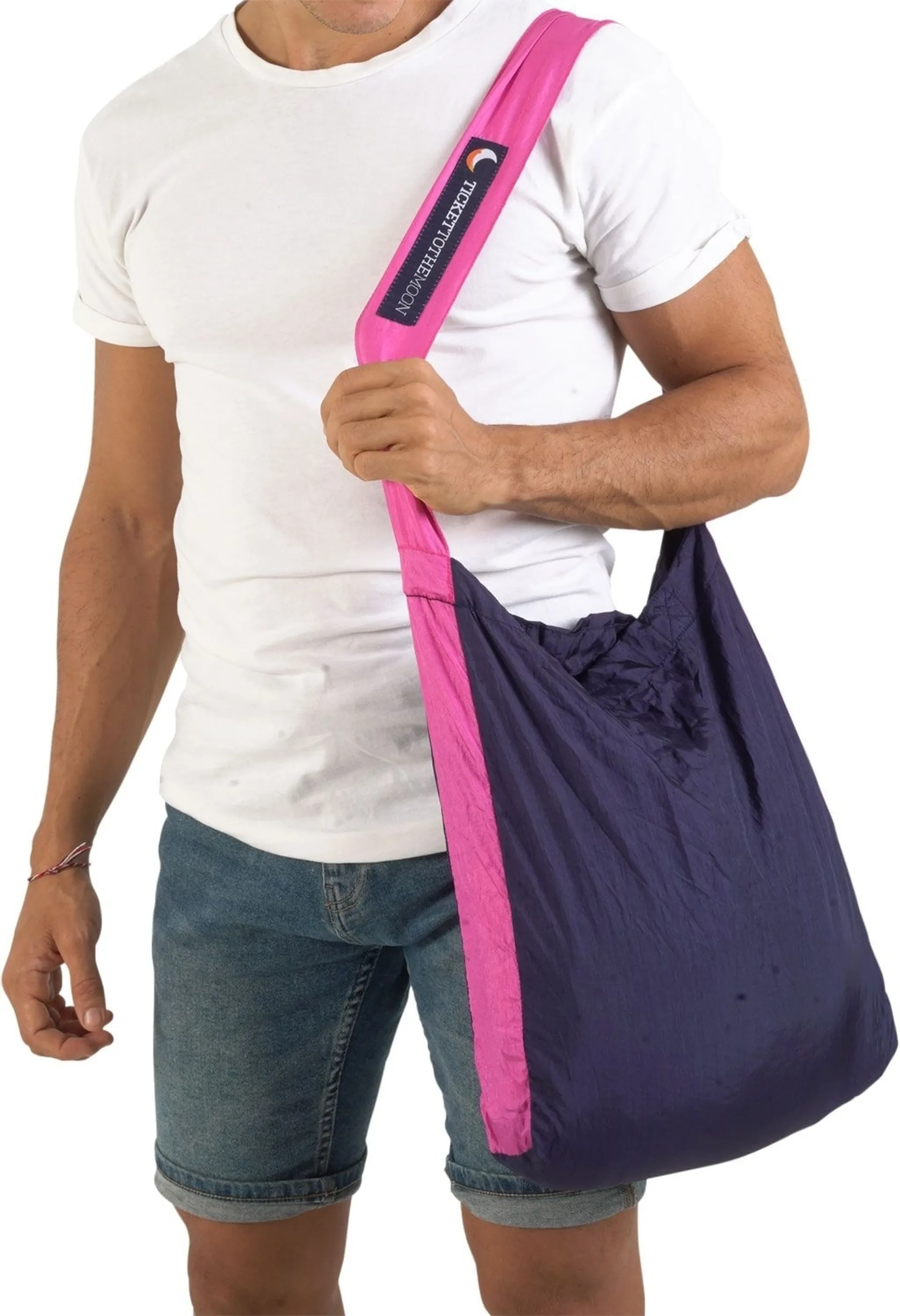 Ticket to the Moon Eco Bag Medium 15 litres Navy / Pink