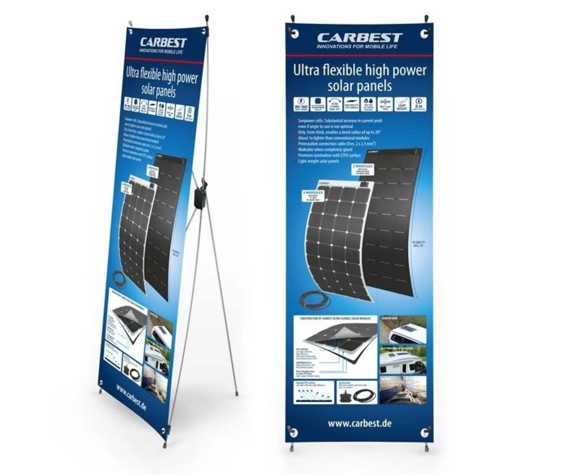Carbest X-bannière avec motif de panneau solaire en anglais, taille 60x180cm
