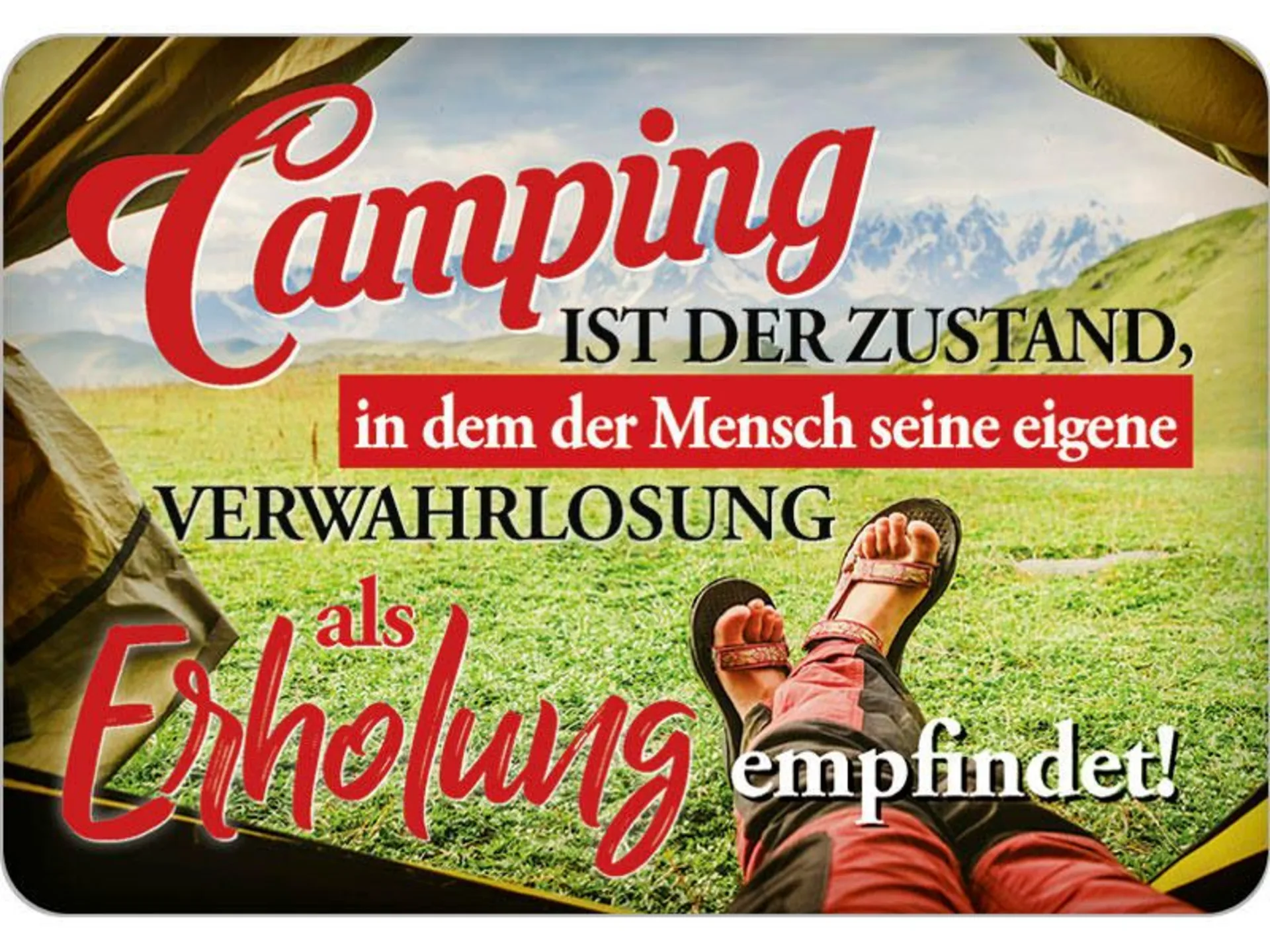 Blechschild Camping ist der Zustand