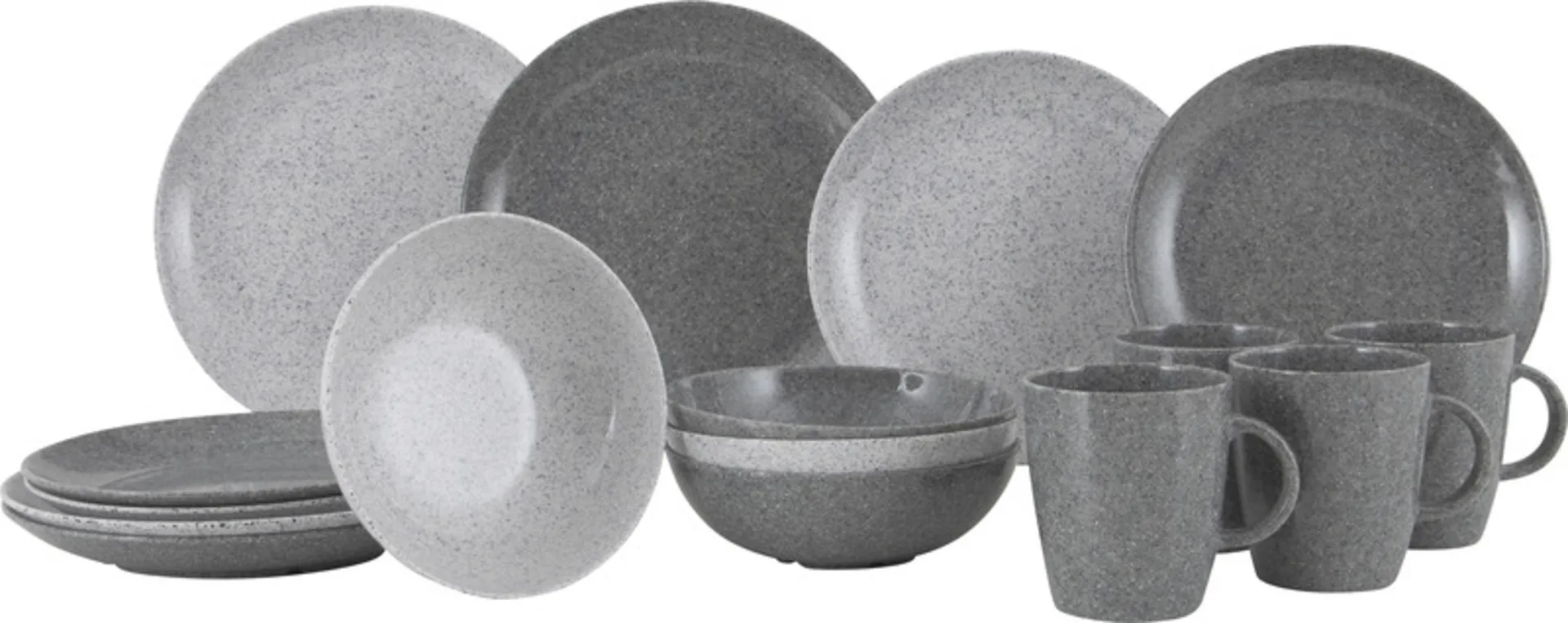 Set de vaisselle en mélamine GRANIT, 16 pcs, antidérapant