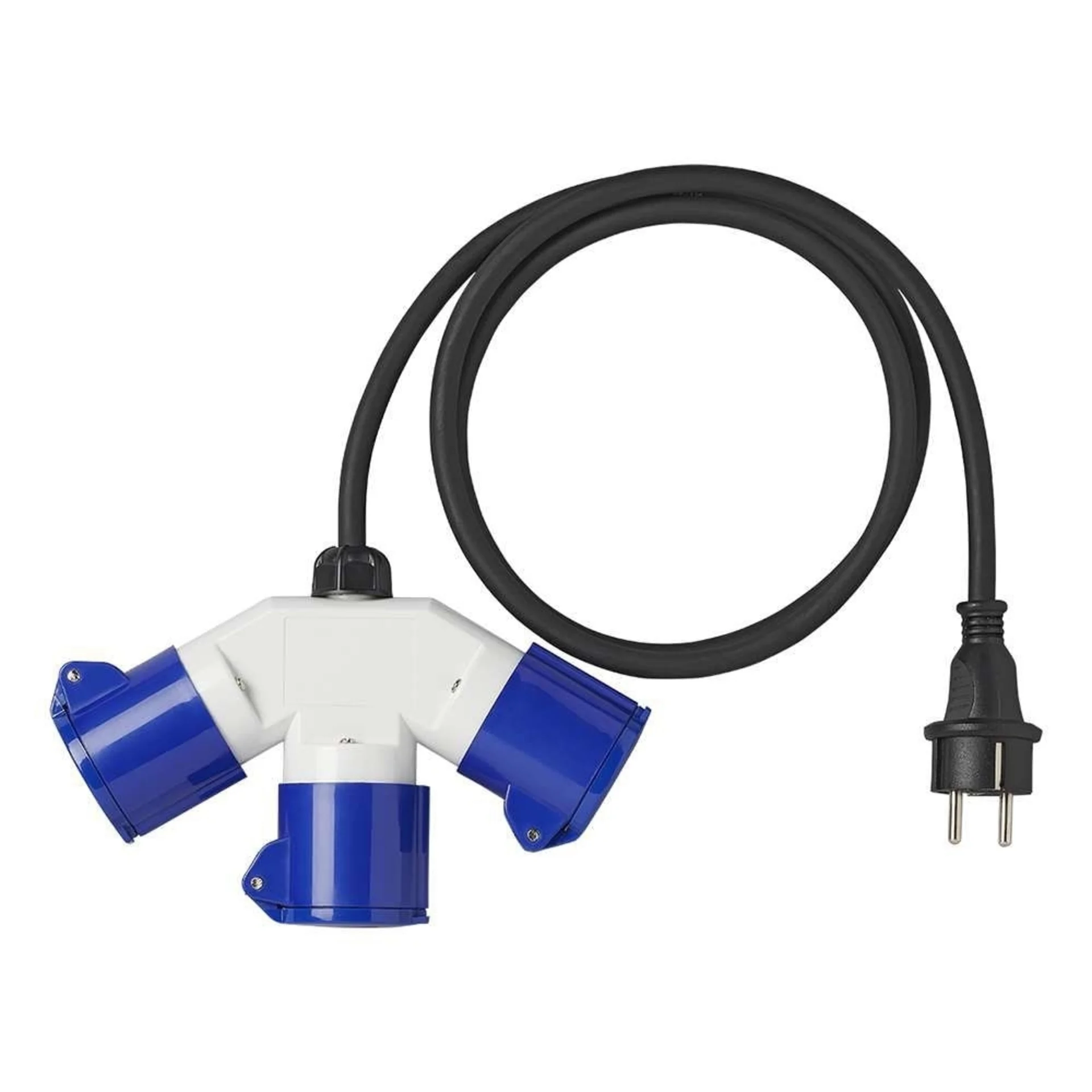 PAT Adapterkabel 150 cm 3 x 2,5 mm² von Schuko Stecker nach 3 x CEE