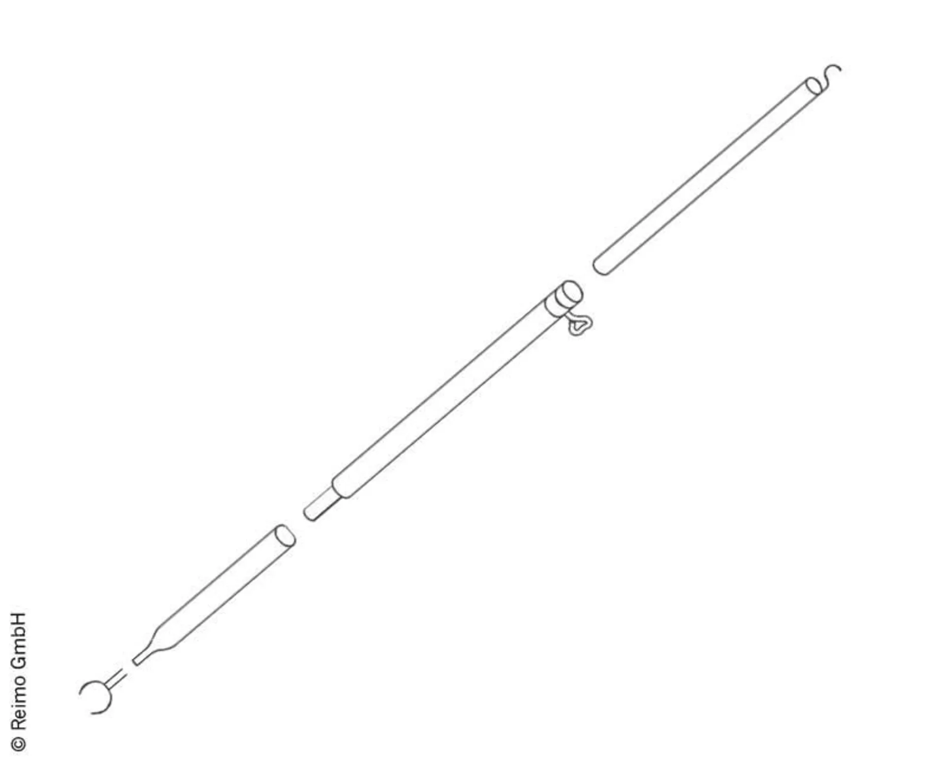 Dachhakenstange aus Stahl, 3-teilig, verstellbar von 2.15-3.0m, Ø32x1.5mm/Ø28x1.5mm