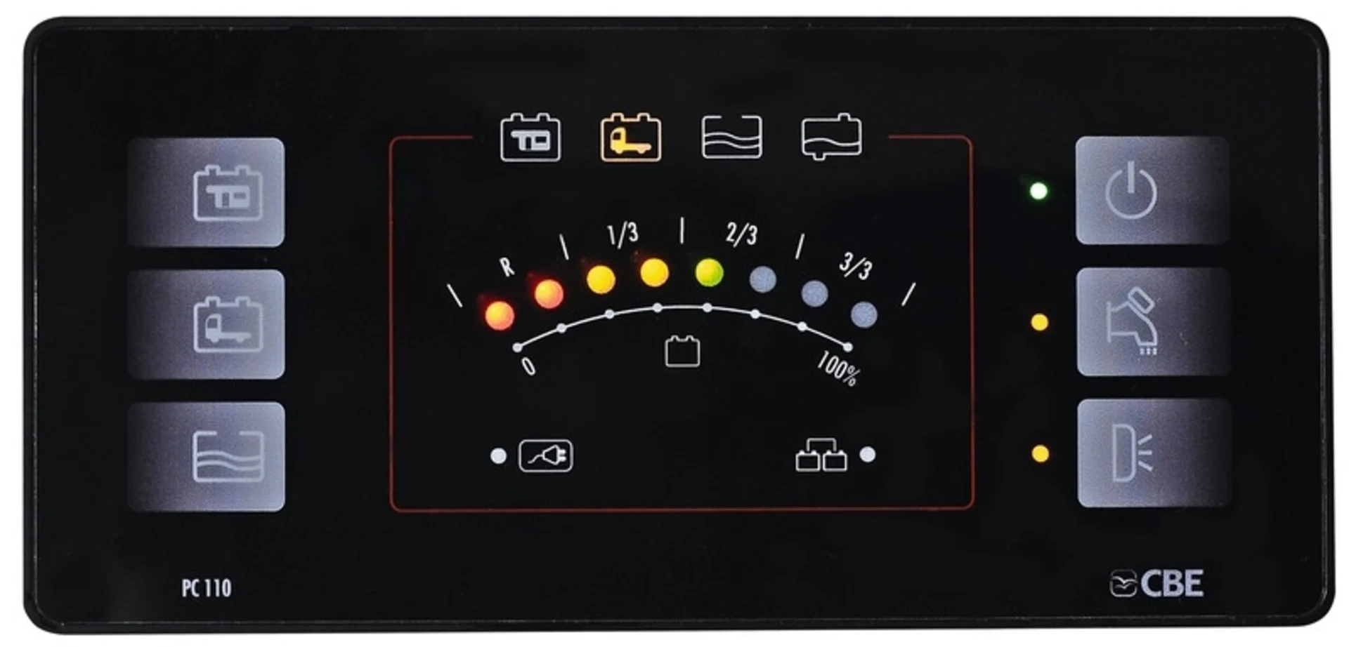Système d'affichage et de commutation pour alimentation électrique 12V avec système numérique PC110 et panneau d'affichage LED