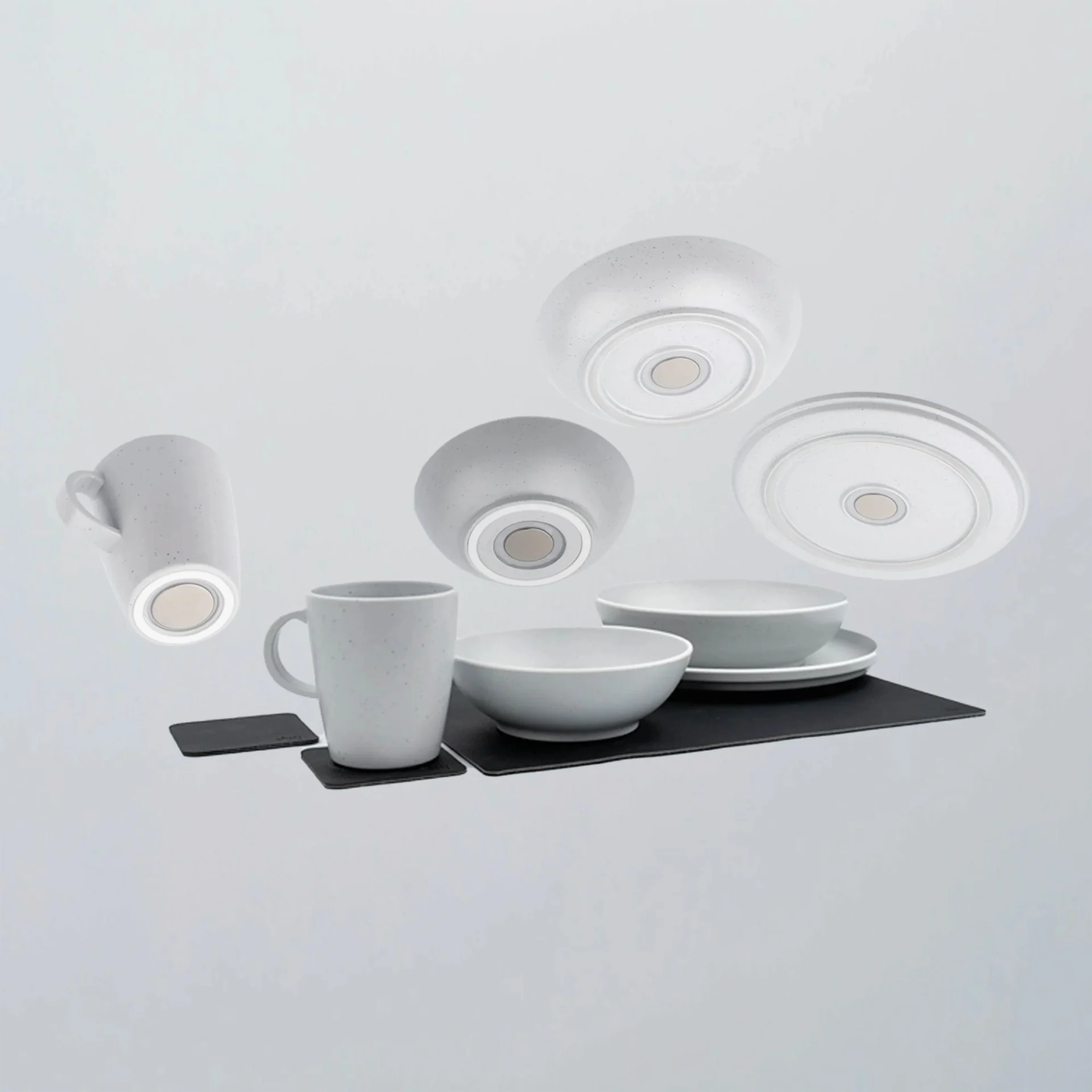 Service de table magnétique Silwy Brunner Dolomit en plastique, 11 pièces, pour 2 personnes, blanc Service de table magnétique Silwy Brunner Dolomit en plastique, 11 pièces, pour 2 personnes, blanc