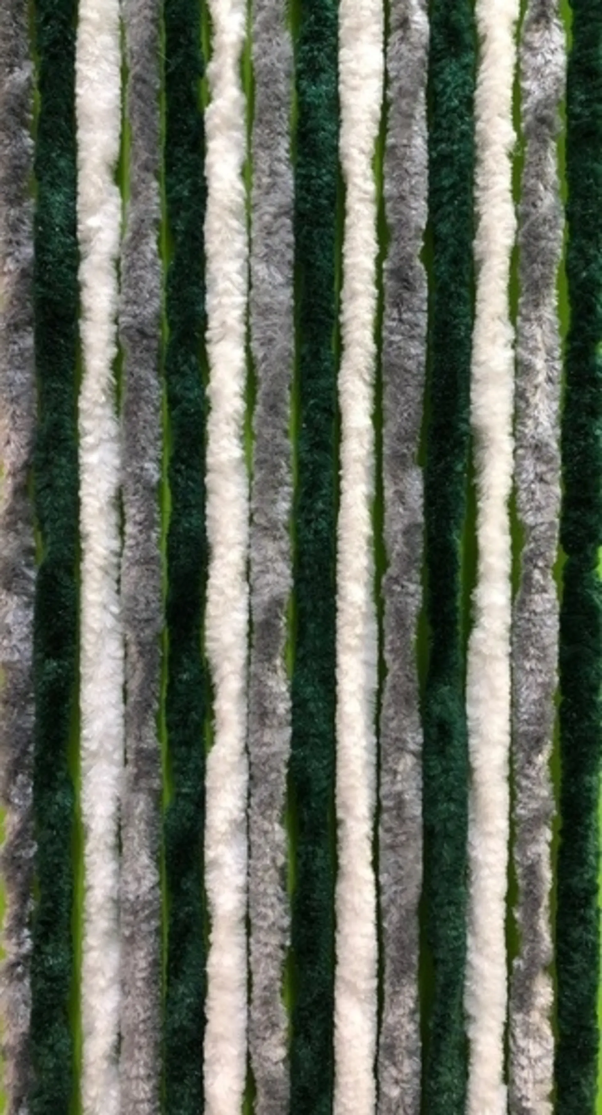 Rideau moustiquaire Chenille pour portes de caravane en gris/vert foncé/blanc