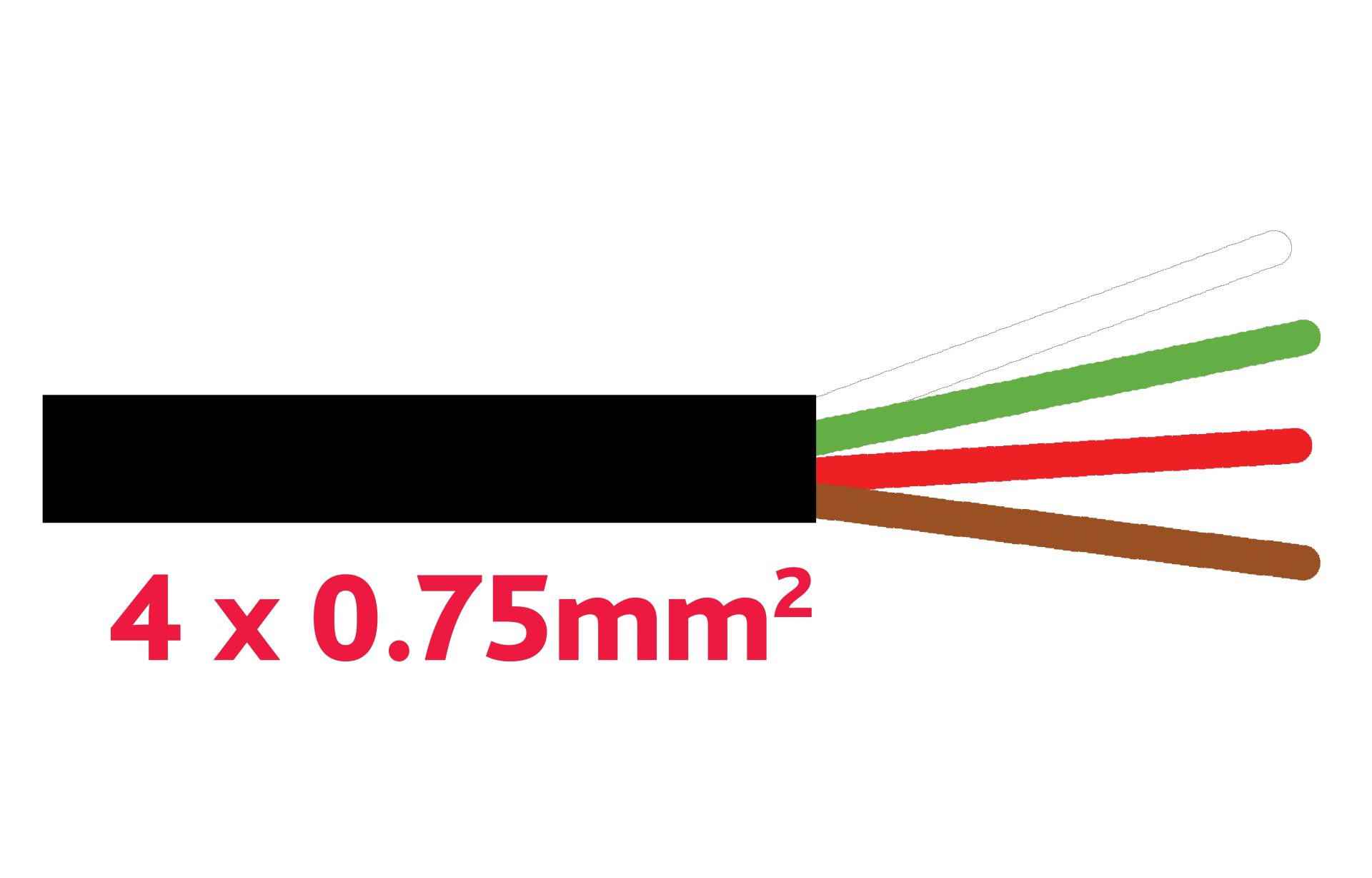 Anhaengerkabel 4 x 0.75 mm schwarz rechts für Anschluss Anhängerbeleuchtung rechts mit Adernfarben braun, weiss, rot, grün Anhaengerkabel 4 x 0.75 mm schwarz rechts für Anschluss Anhängerbeleuchtung rechts mit Adernfarben braun, weiss, rot, grün