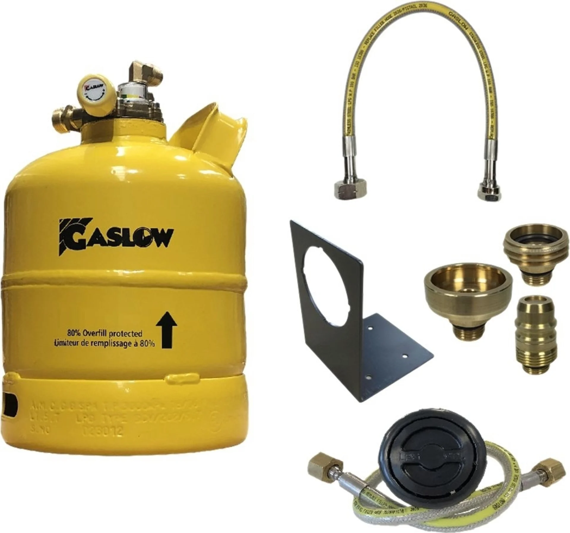 Kit de cylindre GPL Gaslow avec goulot de remplissage et support de goulot 2,7 kg