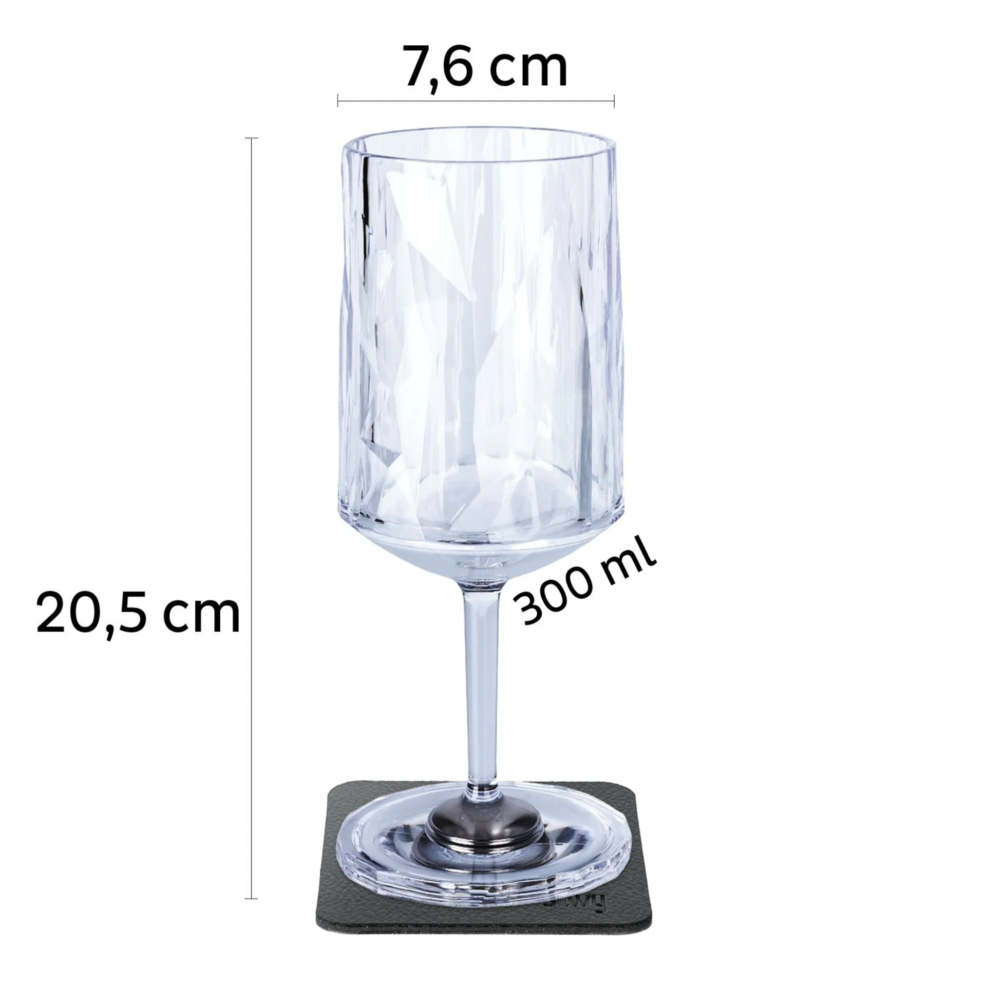 silwy® Verres en plastique magnétiques WEIN (set de 6) Hightech / 0,3 l