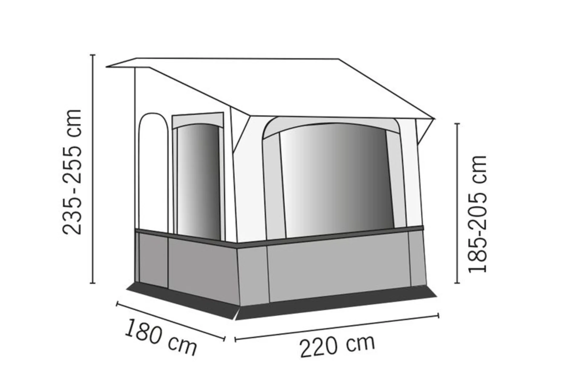 Wintervorzelt Cortina 3 für Wohnwagen mit Anbauhöhe von 235-250cm
